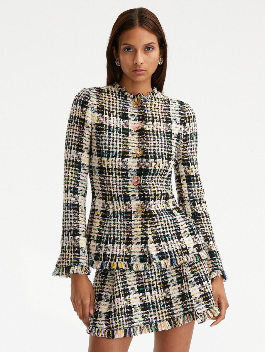 BUTTON DETAIL MULTICOLOR RIBBON TWEEN JACKET - 2