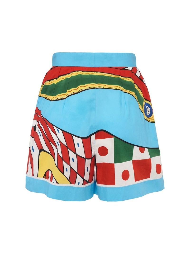 Carretto printed cotton mini shorts - 5