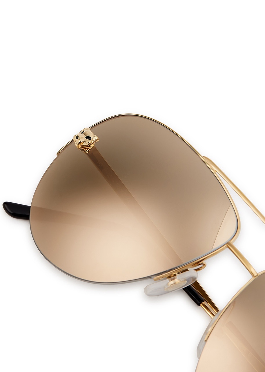 Cartier Panthère De Cartier Gold-tone Mirror Aviator-style Sunglasses - 3