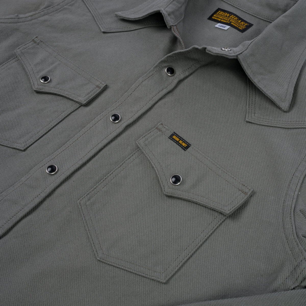 IHSH-235-GRY 13oz Military Serge Western Shirt - Grey - 10