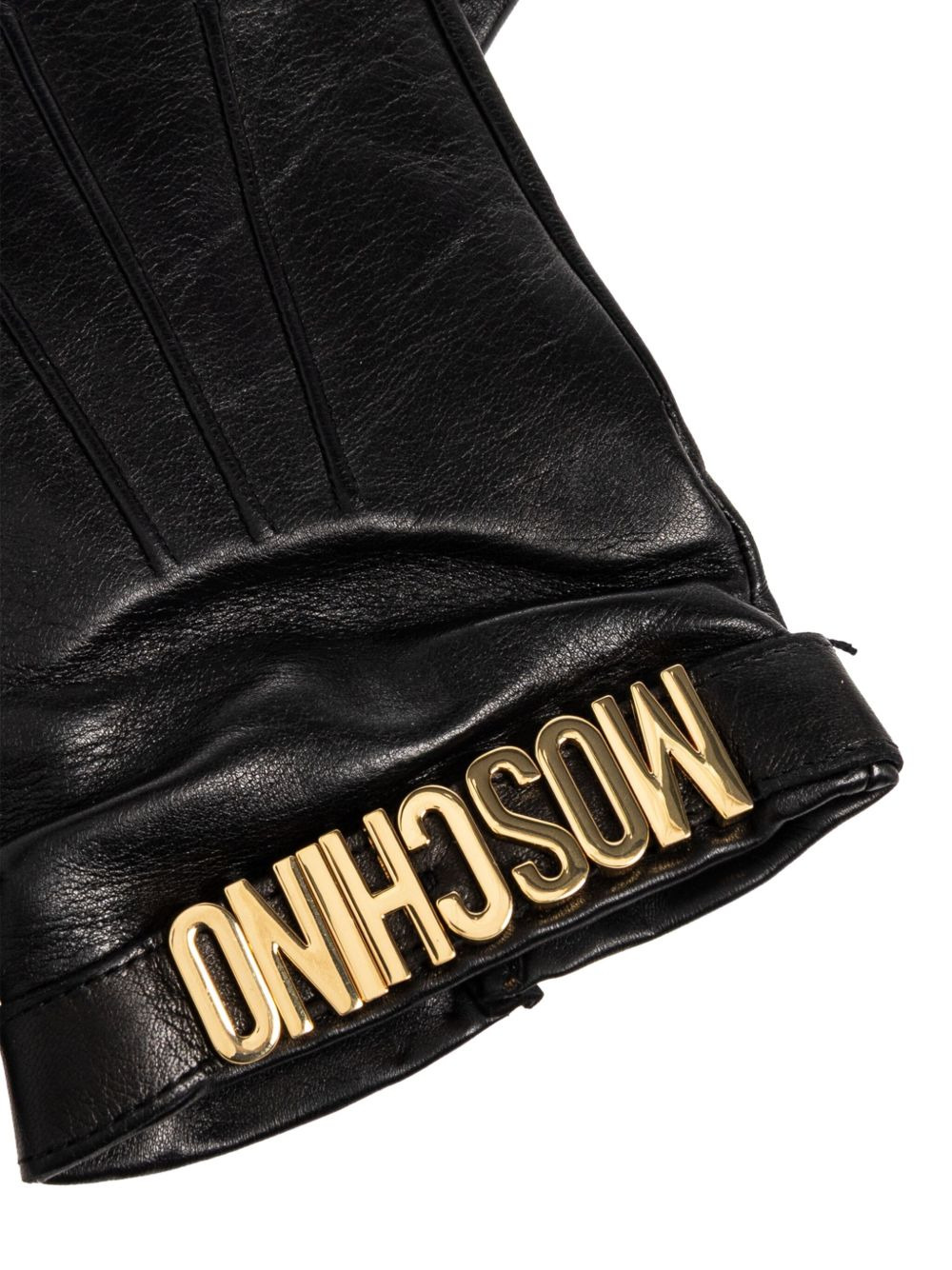 logo-plaque leather gloves - 3