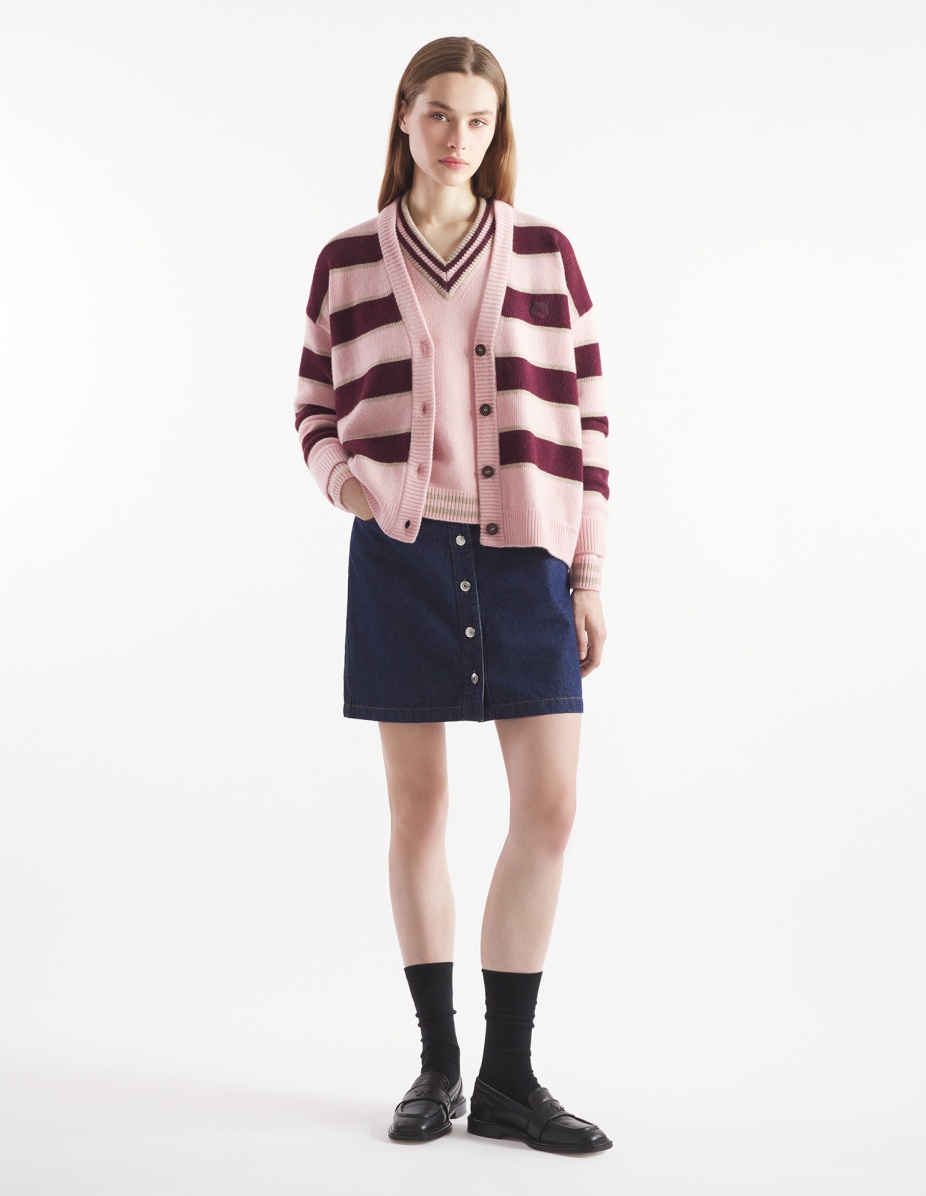 BOLD FOX HEAD PATCH STRIPED CARDIGAN - 2