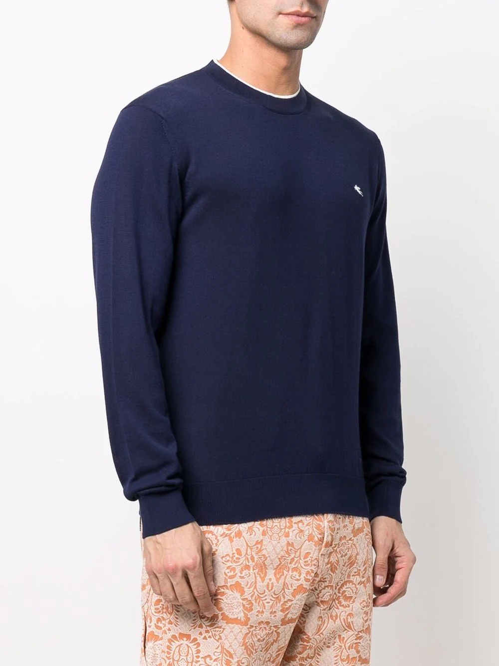 logo-embroidered fine-knit jumper - 3