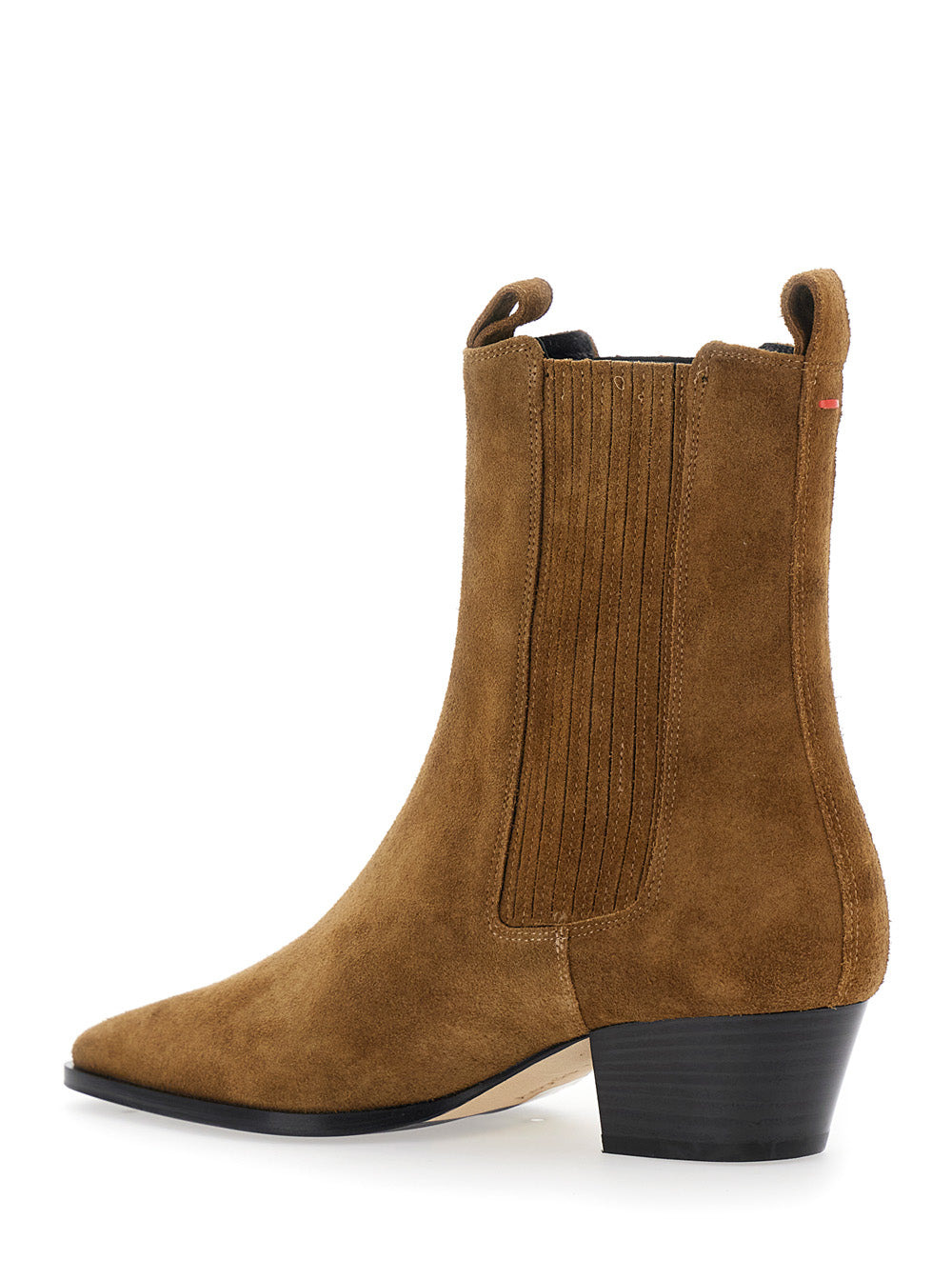 Aeyde Women Brown Ankle Boots With Elastic Side Panel In Suede Woman - 3