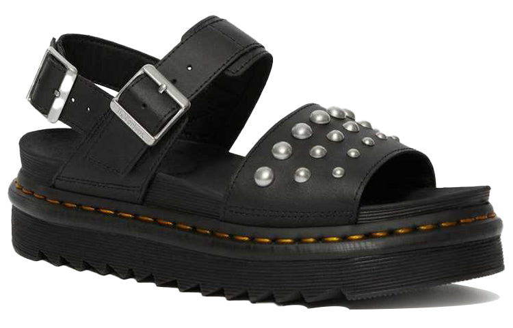(WMNS) Dr. Martens Voss Leather Studded Sandals 'Black' 25454001 - 2