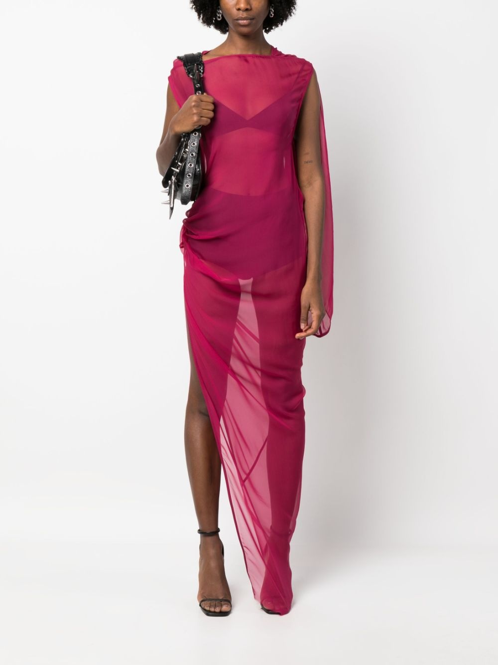 draped asymmetric long dress - 2