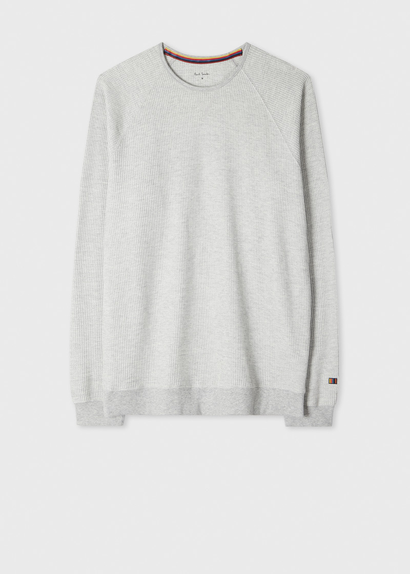 Grey Marl Waffle Long-Sleeve Lounge Top 1