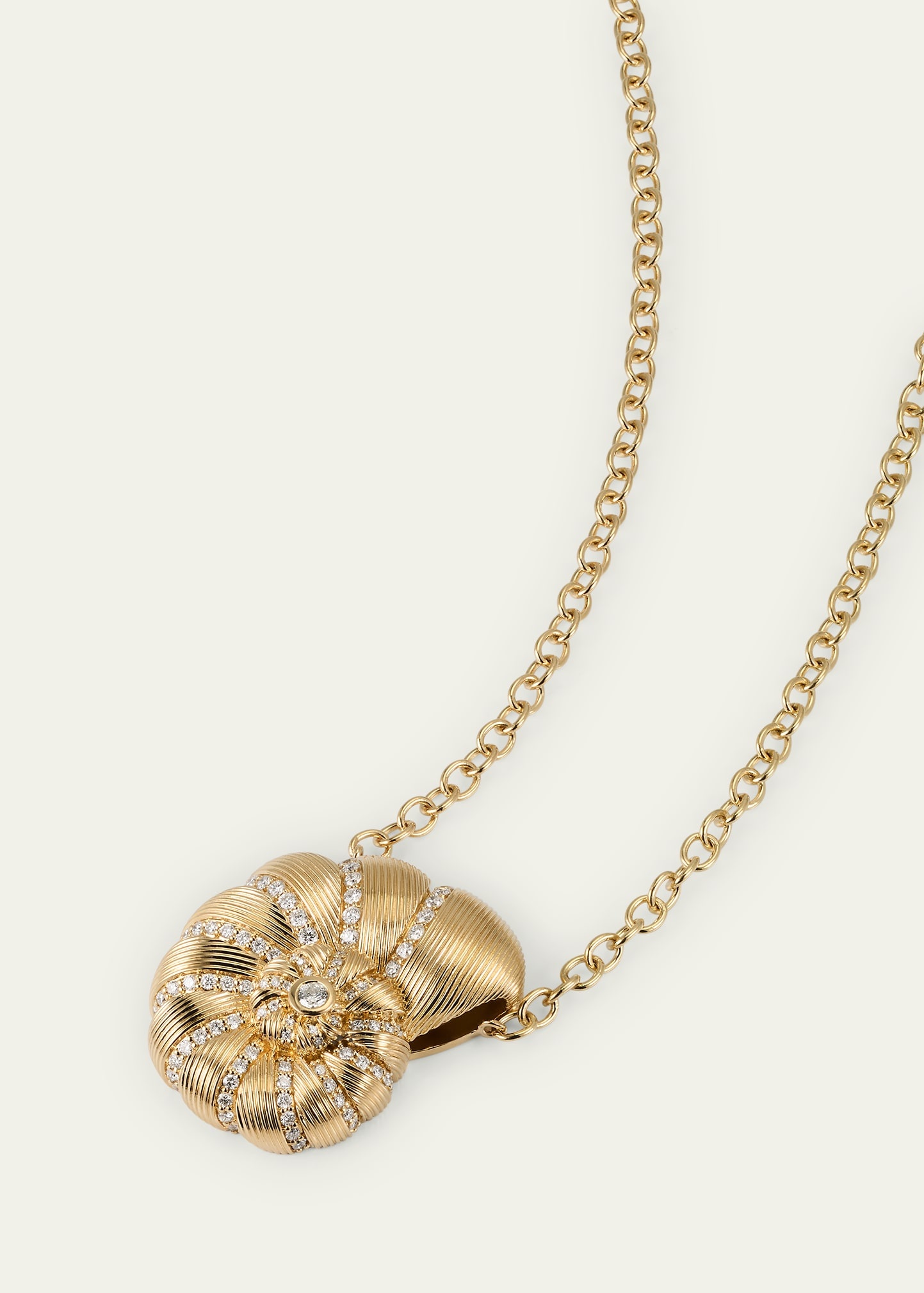 14K Fluted Nautilus Shell Necklace - 3