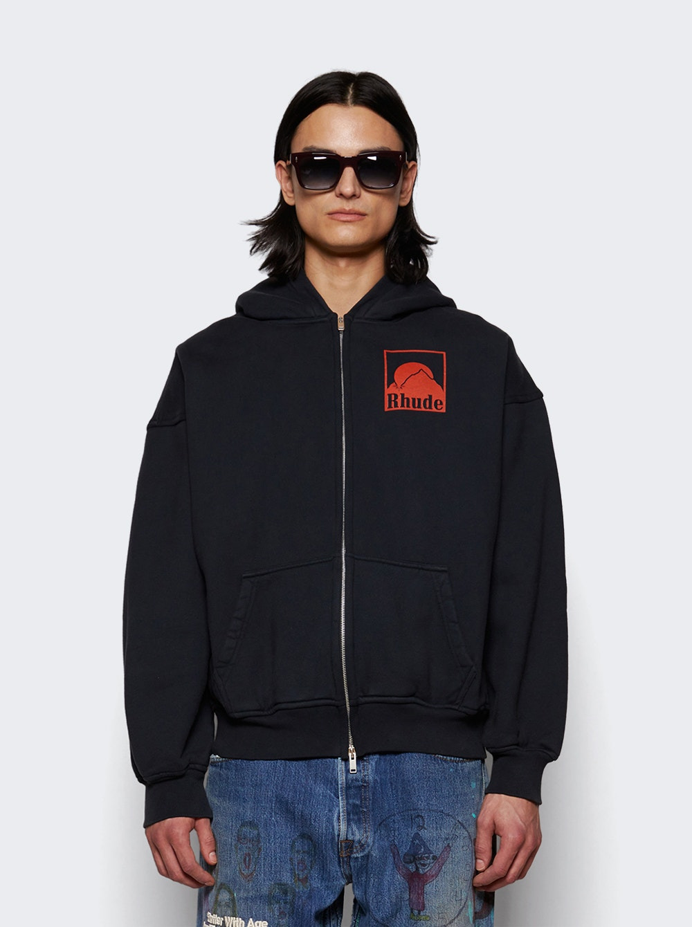 Moonlight Badge Full Zip Hoodie Black - 2