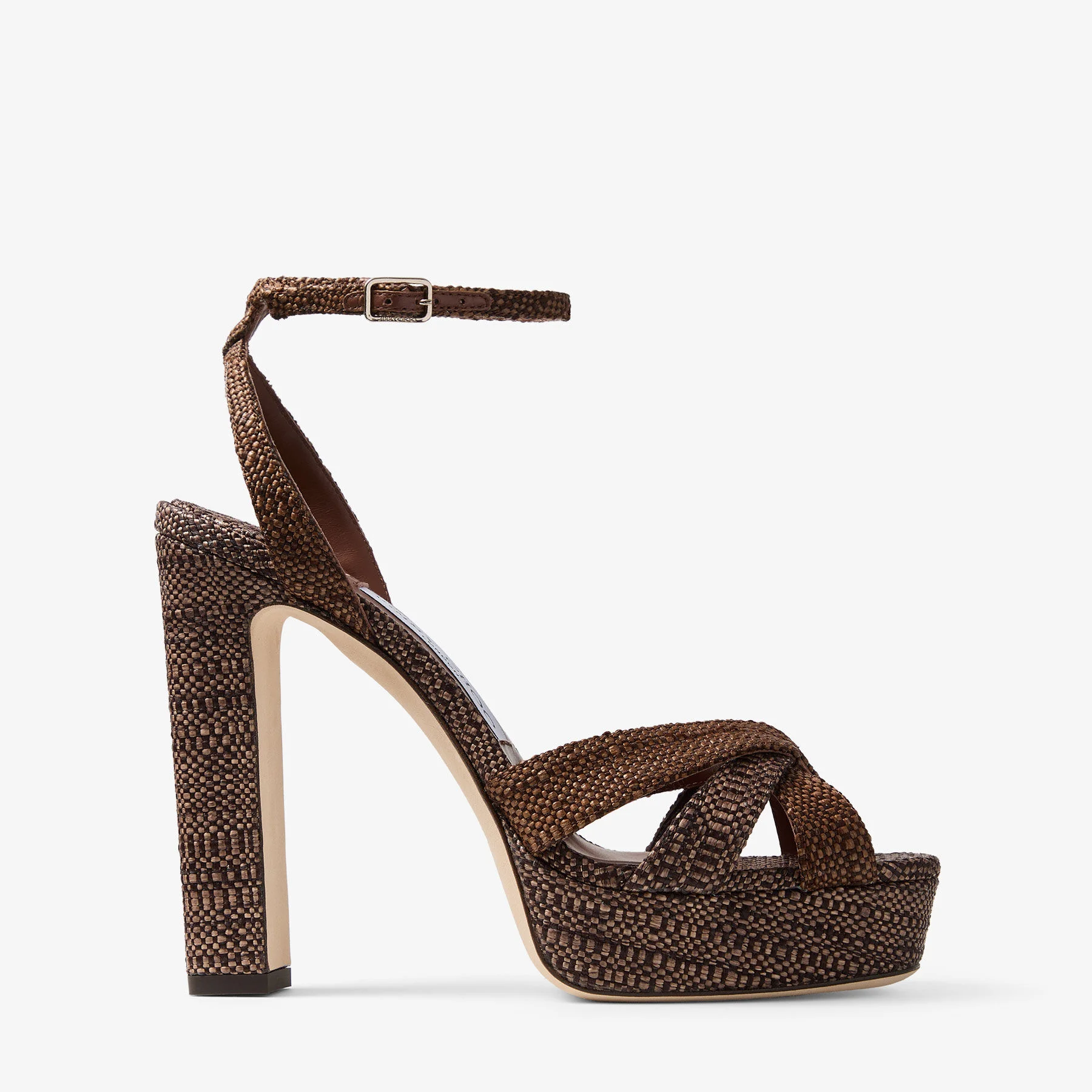 Kove 120 Chocolate and Tan Fine Raffia Platform Sandals - 1