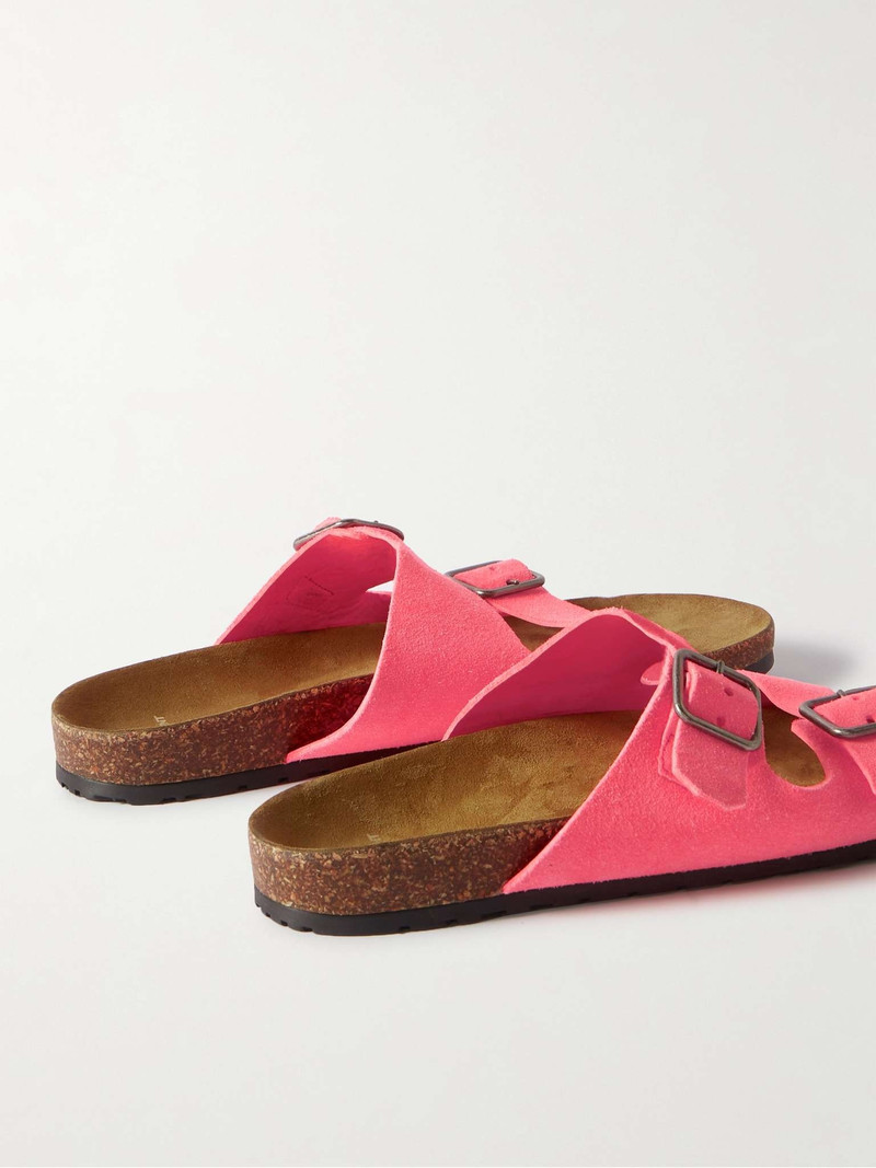 SAINT LAURENT Jimmy Buckled Neon Suede Sandals outlook