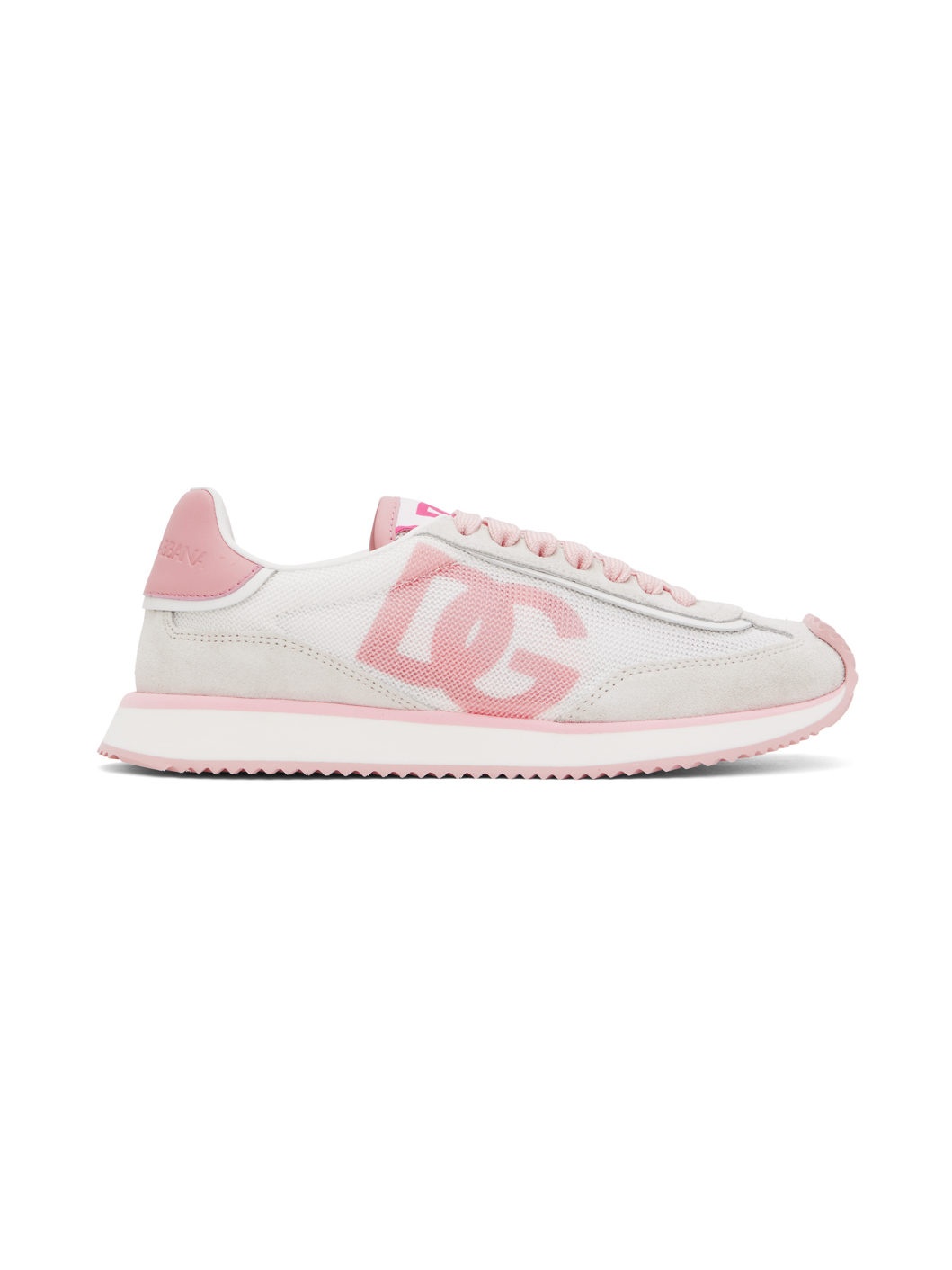 Pink & Gray Mixed-Material 'DG' Cushion Sneakers - 1