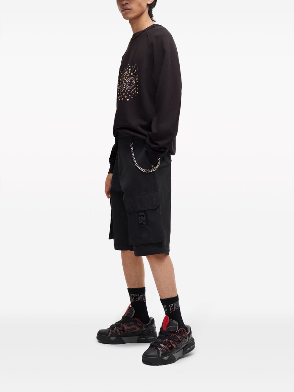 logo-studded cotton sweatshirt - 2