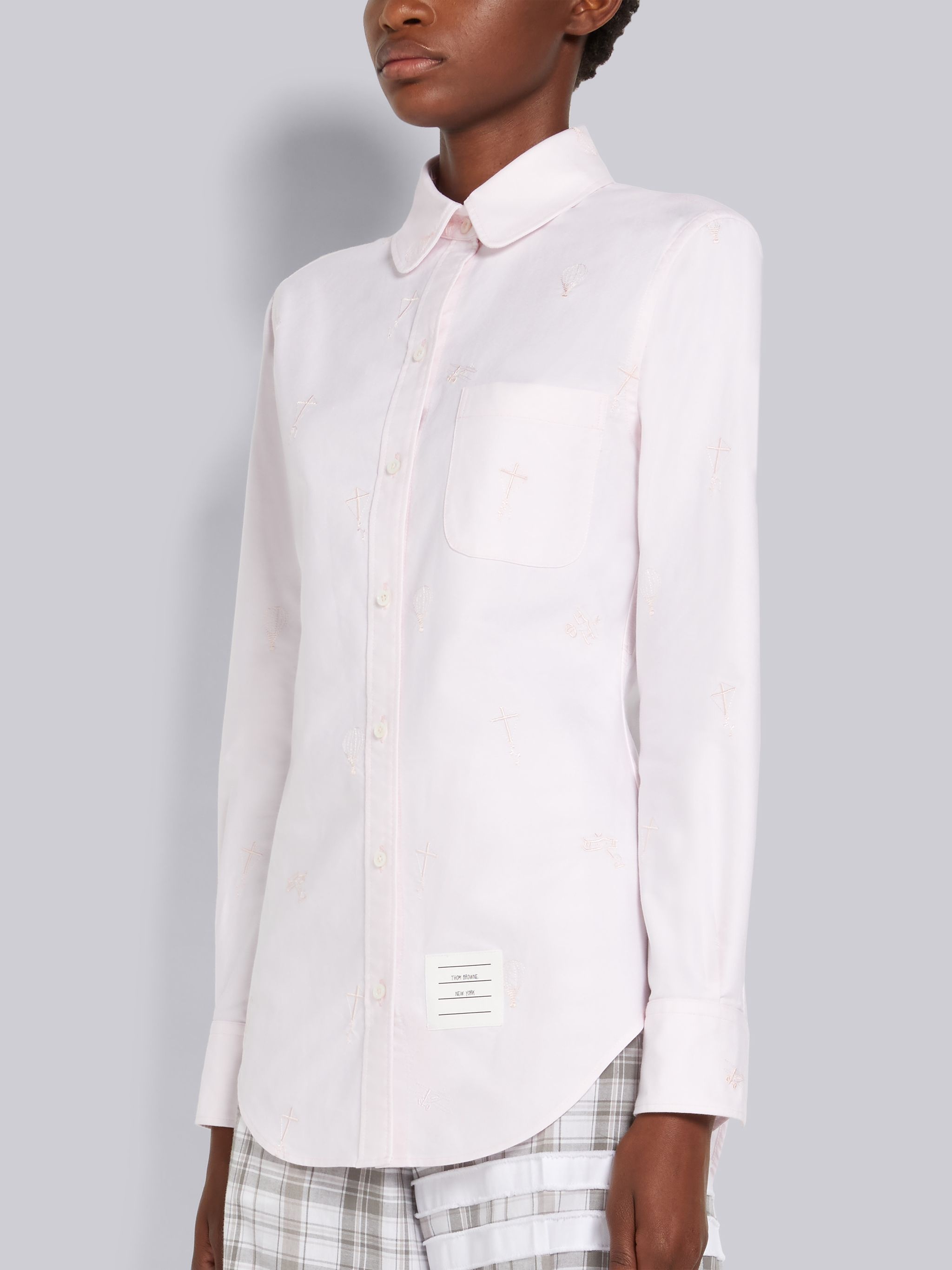 Light Pink Solid Oxford Tonal Sky Icon Round Collar Classic Shirt - 2