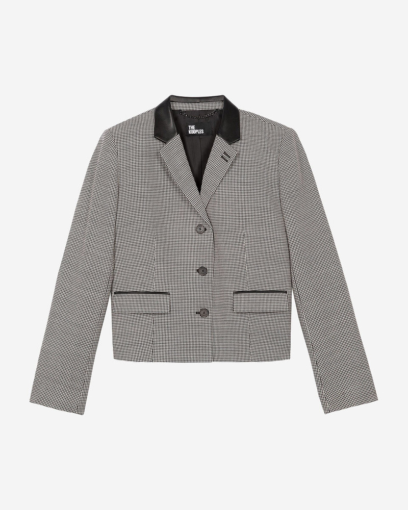 SHORT BLACK AND WHITE HOUNDSTOOTH TAILORED JACKET 1