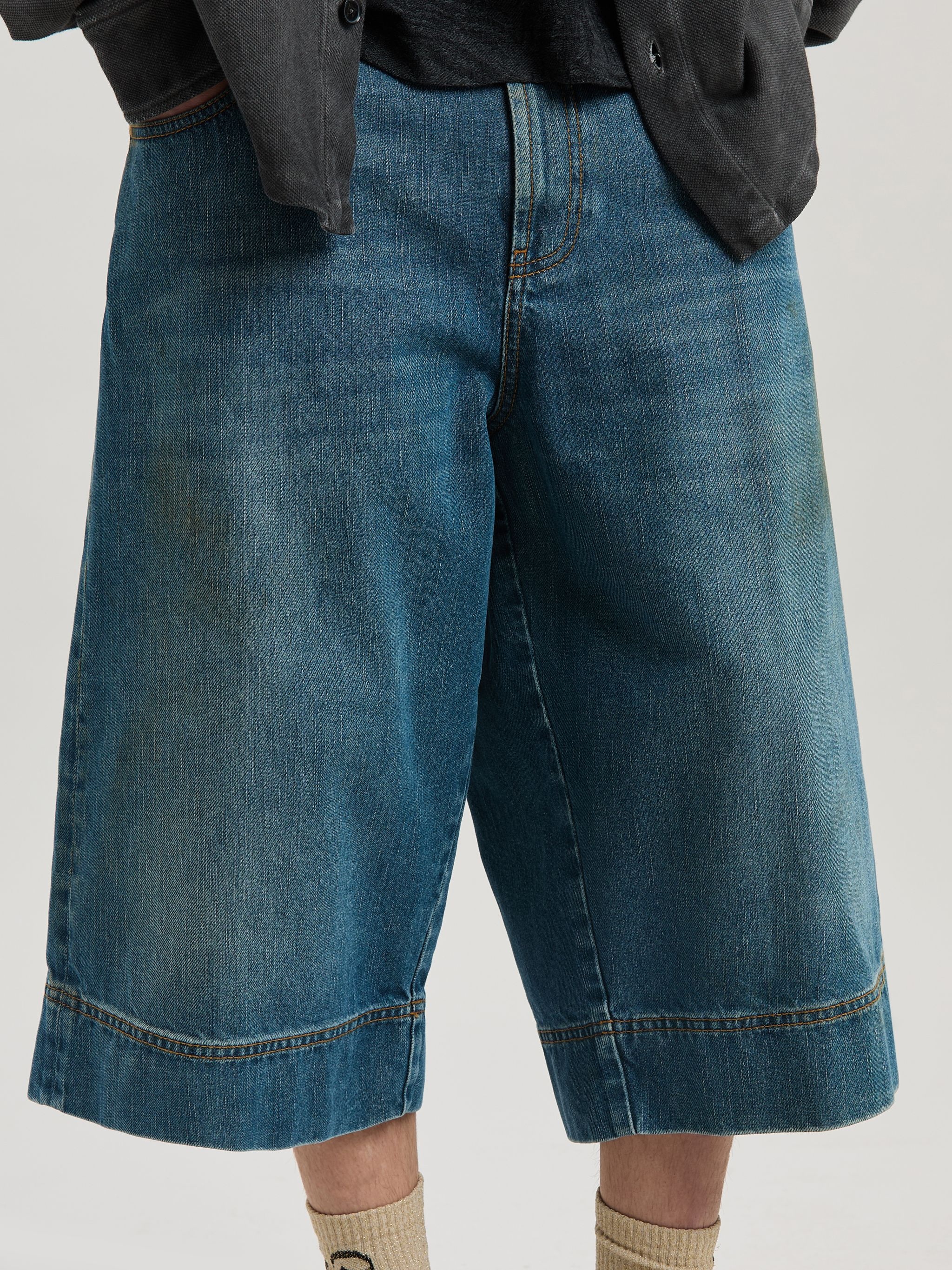 Lasered Curved Logo denim bermuda - 6