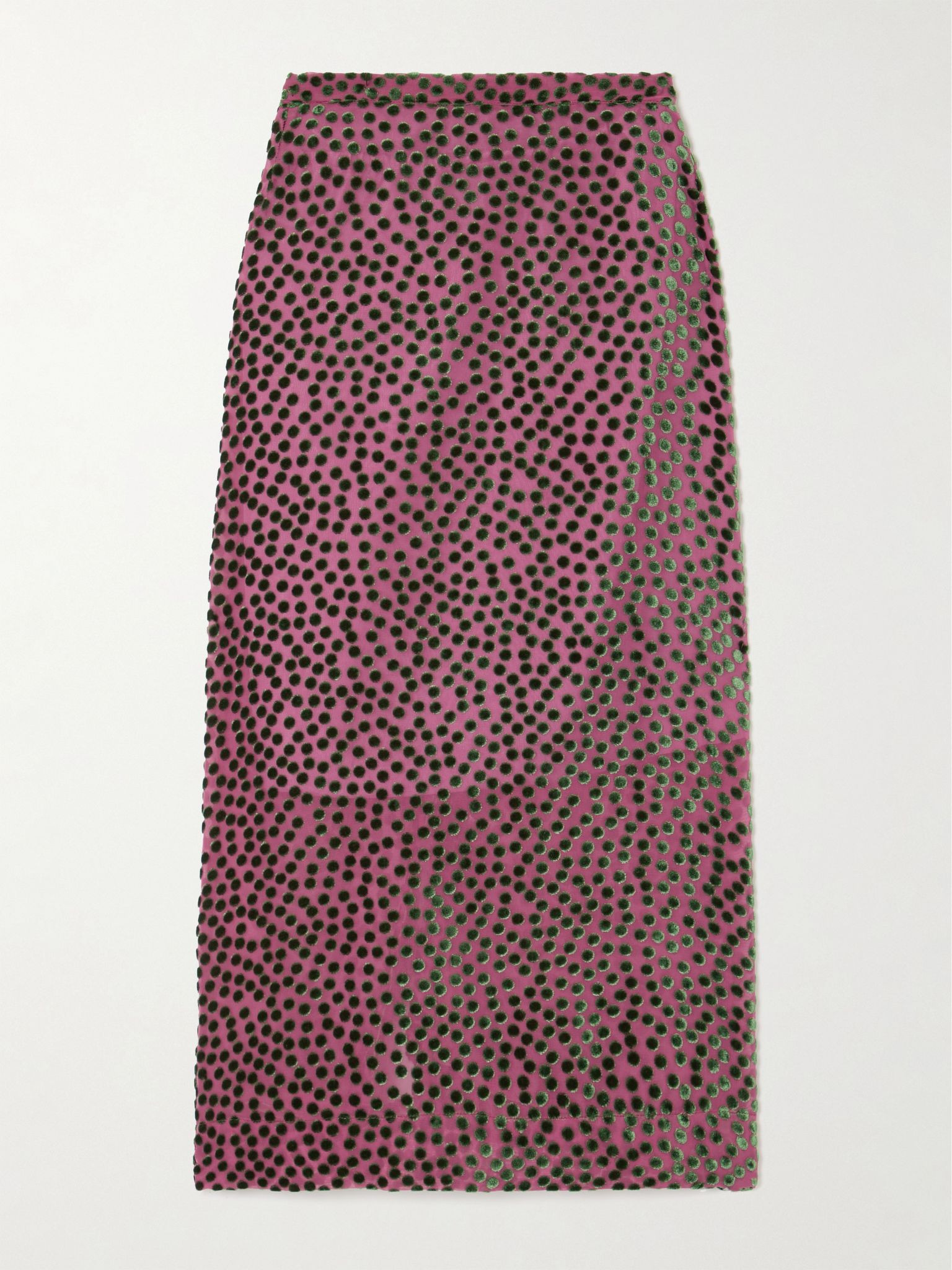 Devoré-velvet midi skirt Pink - 1