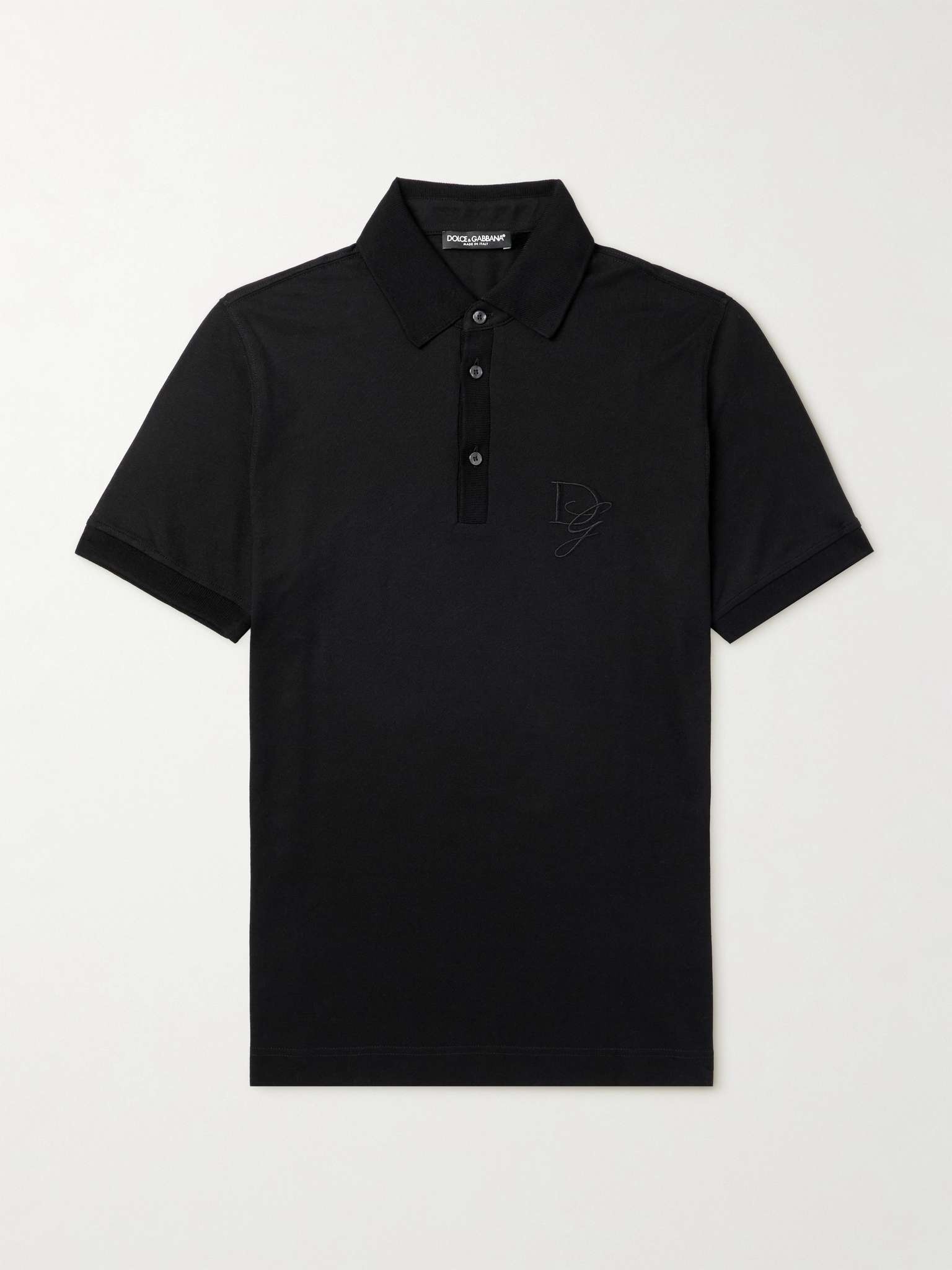 Logo-Embroidered Cotton-Piqué and Twill Polo Shirt - 1