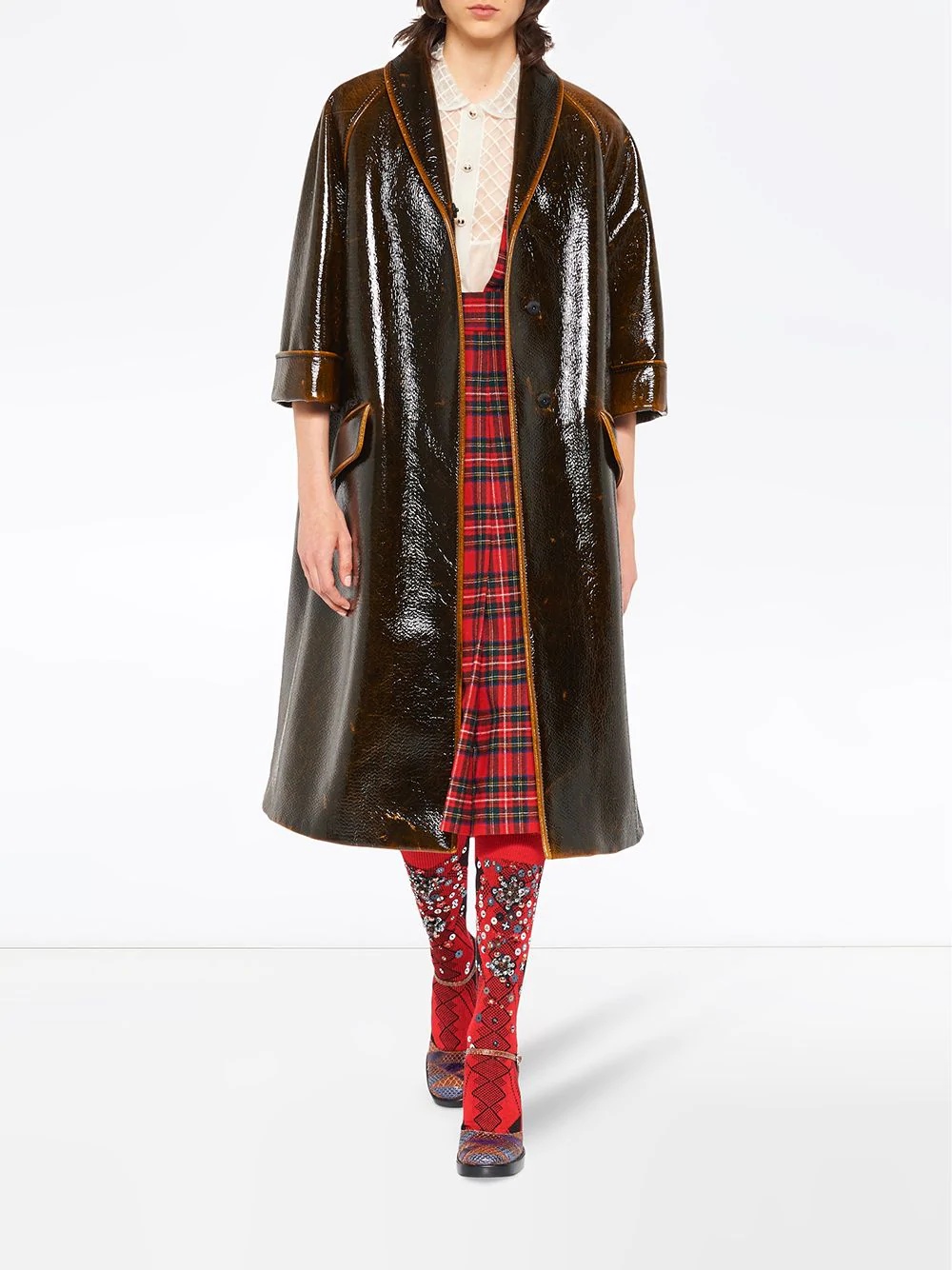 plaid mid-length dress - 2