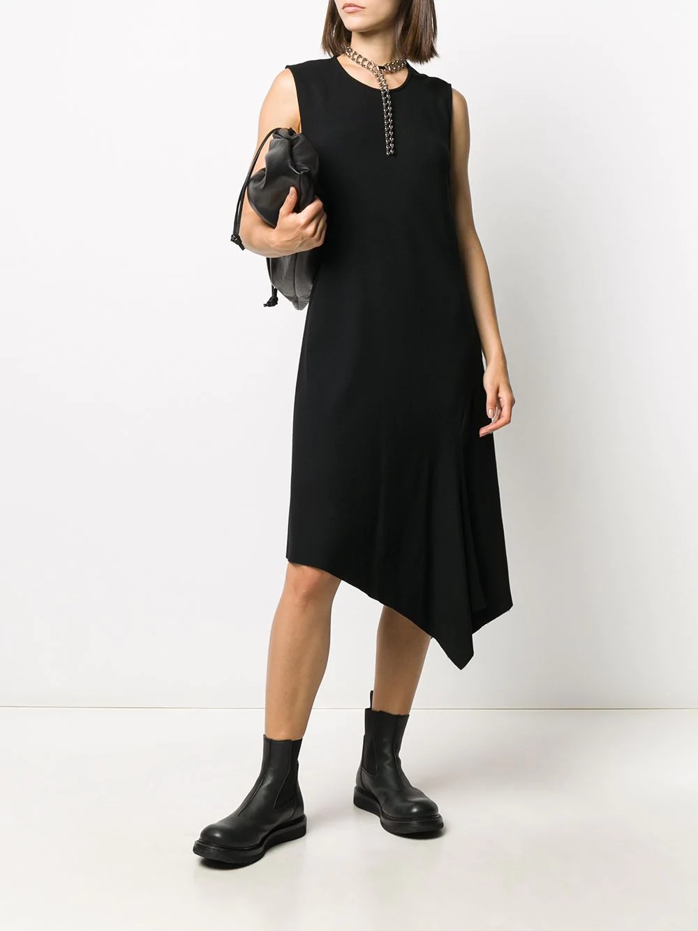 asymmetrical sleeveless midi dress - 2