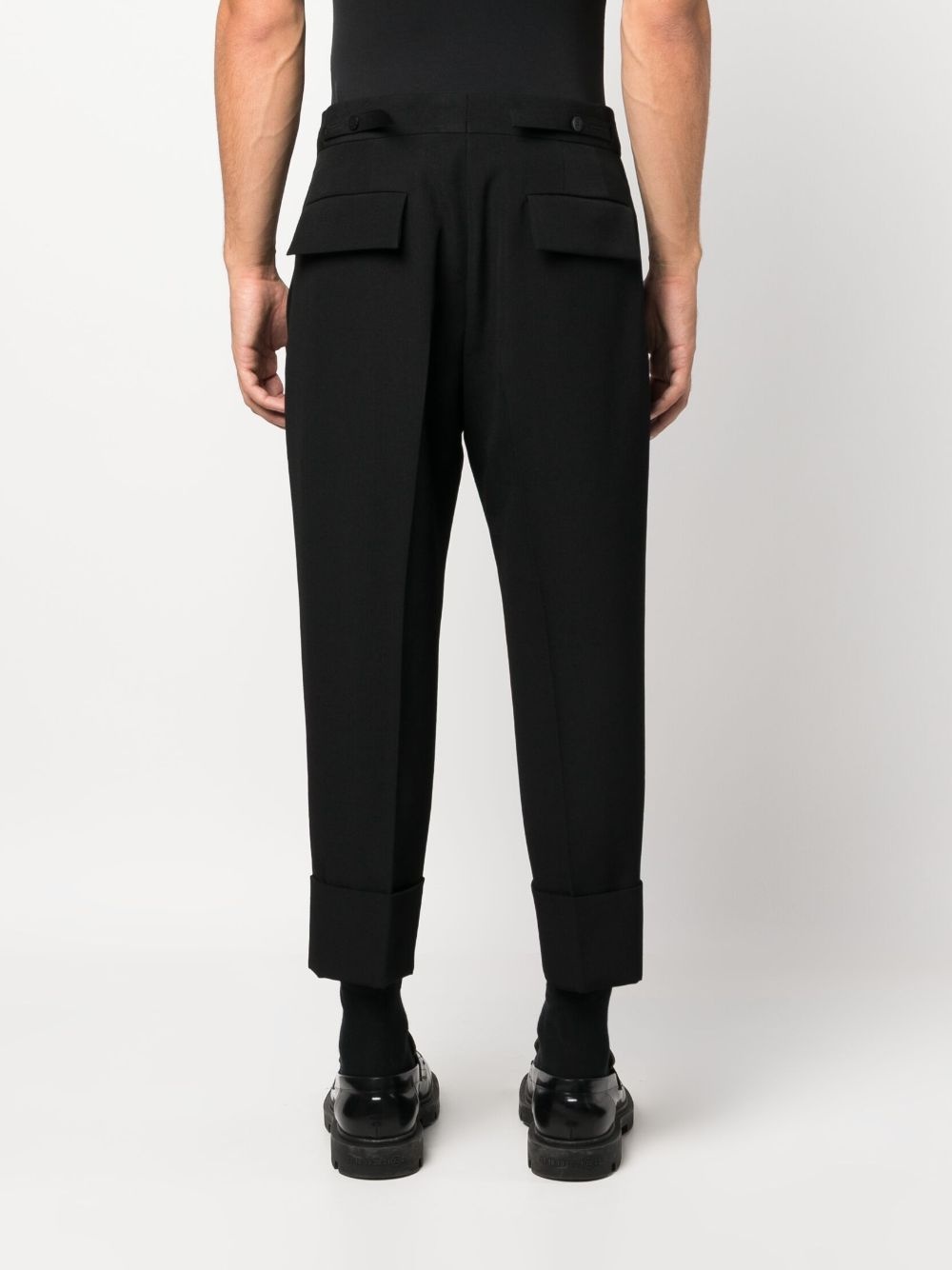 pleat-detail wool-cotton tailored trousers - 4