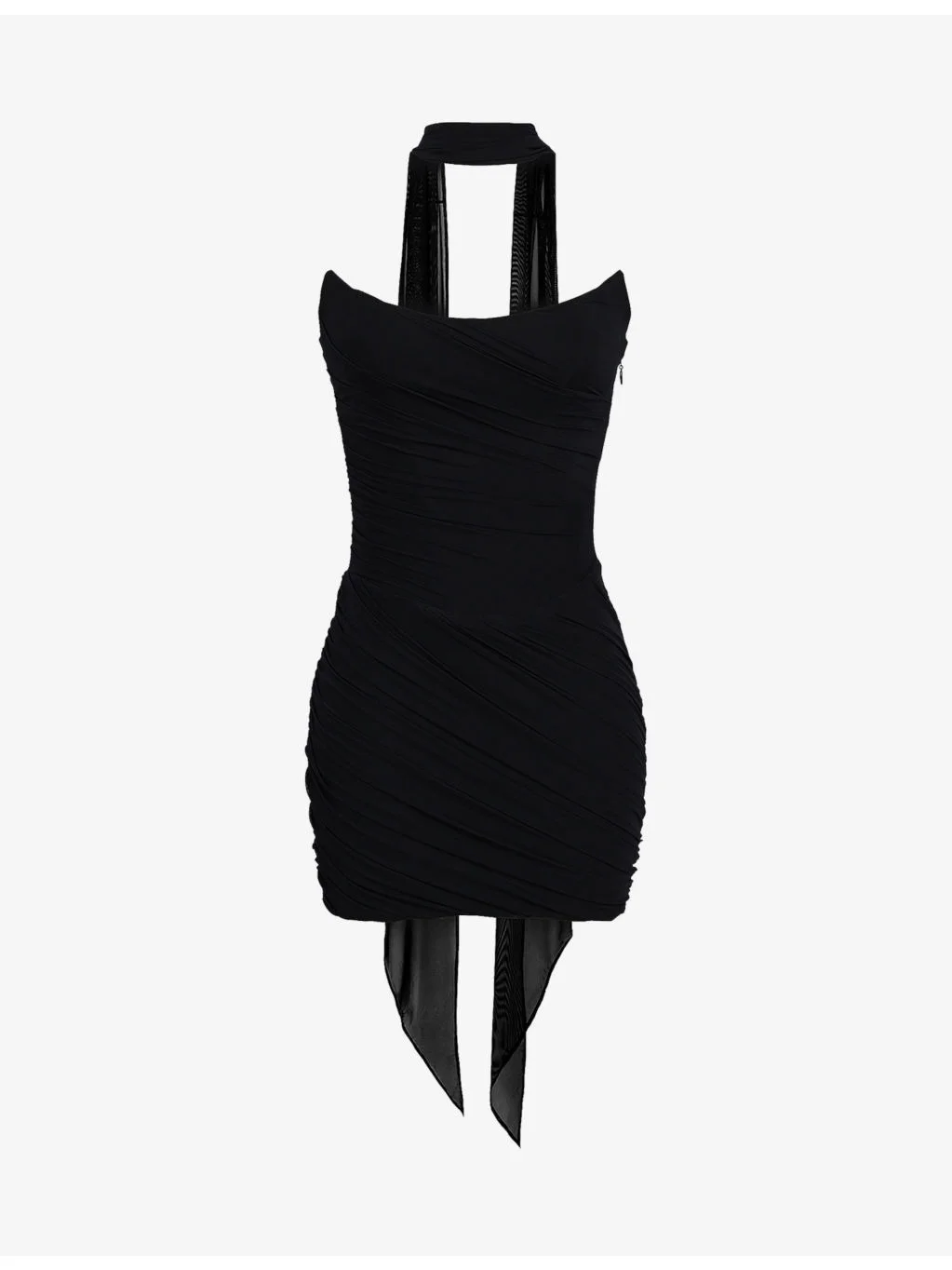 Mariella Draped Stretch-Mesh Mini Dress - 1