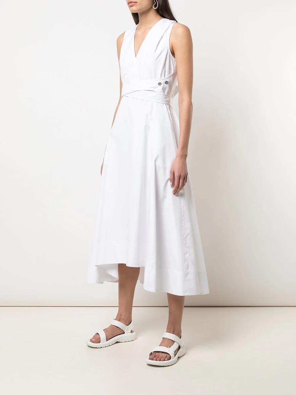 sleeveless V-neck poplin dress - 3