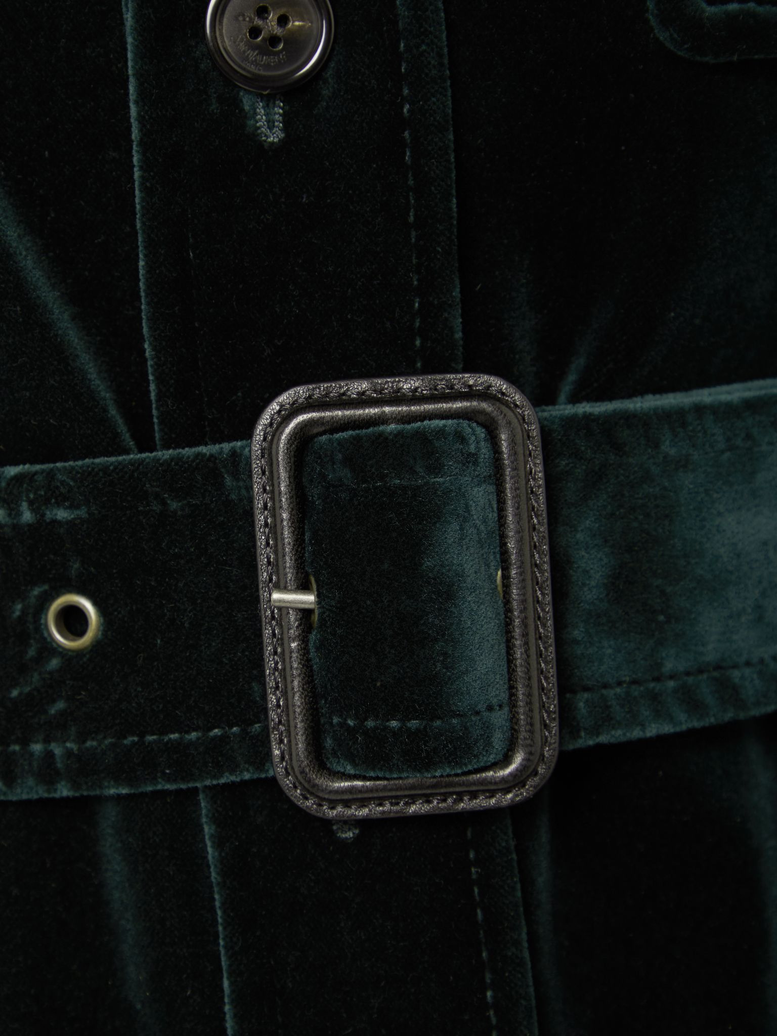 Belted velvet jacket Dark green - 5