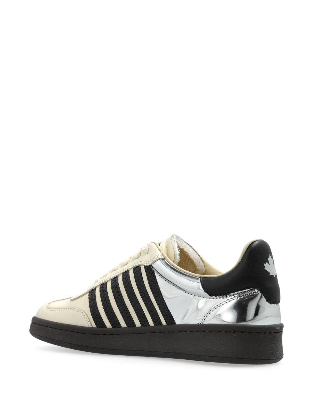 panelled leather sneakers - 3