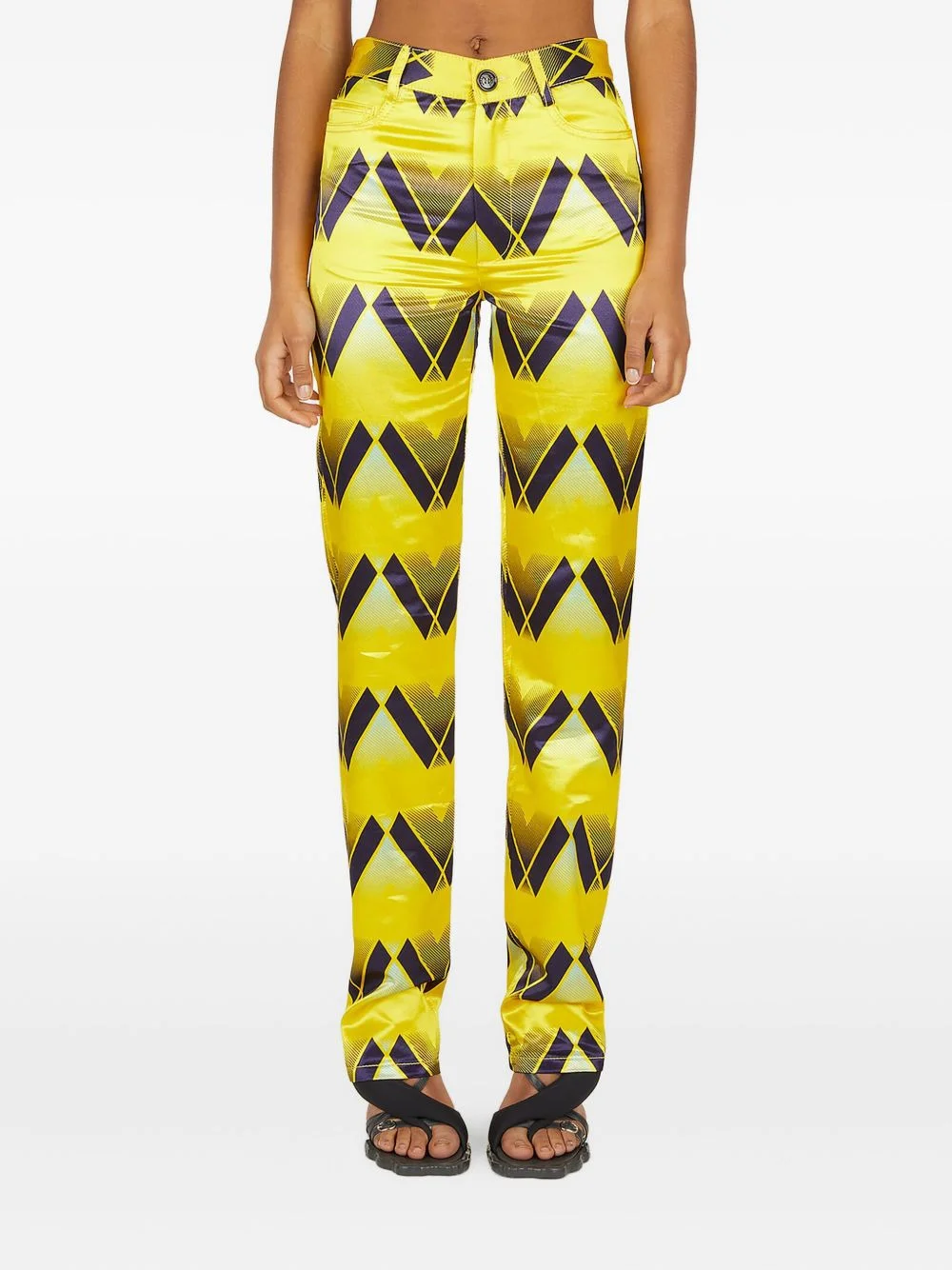 graphic-print satin trousers - 1