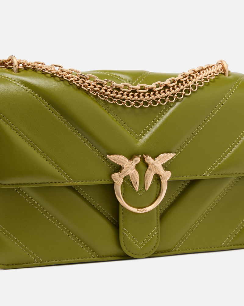 LOVE BAG ONE MEDIUM SHOULDER BAG IN CHEVRON LEATHER AND NAPPA WITH TRIPLE CHAIN 3