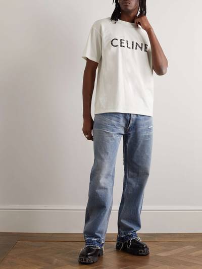 CELINE Crystal-Embellished Logo-Print Cotton-Jersey T-Shirt outlook