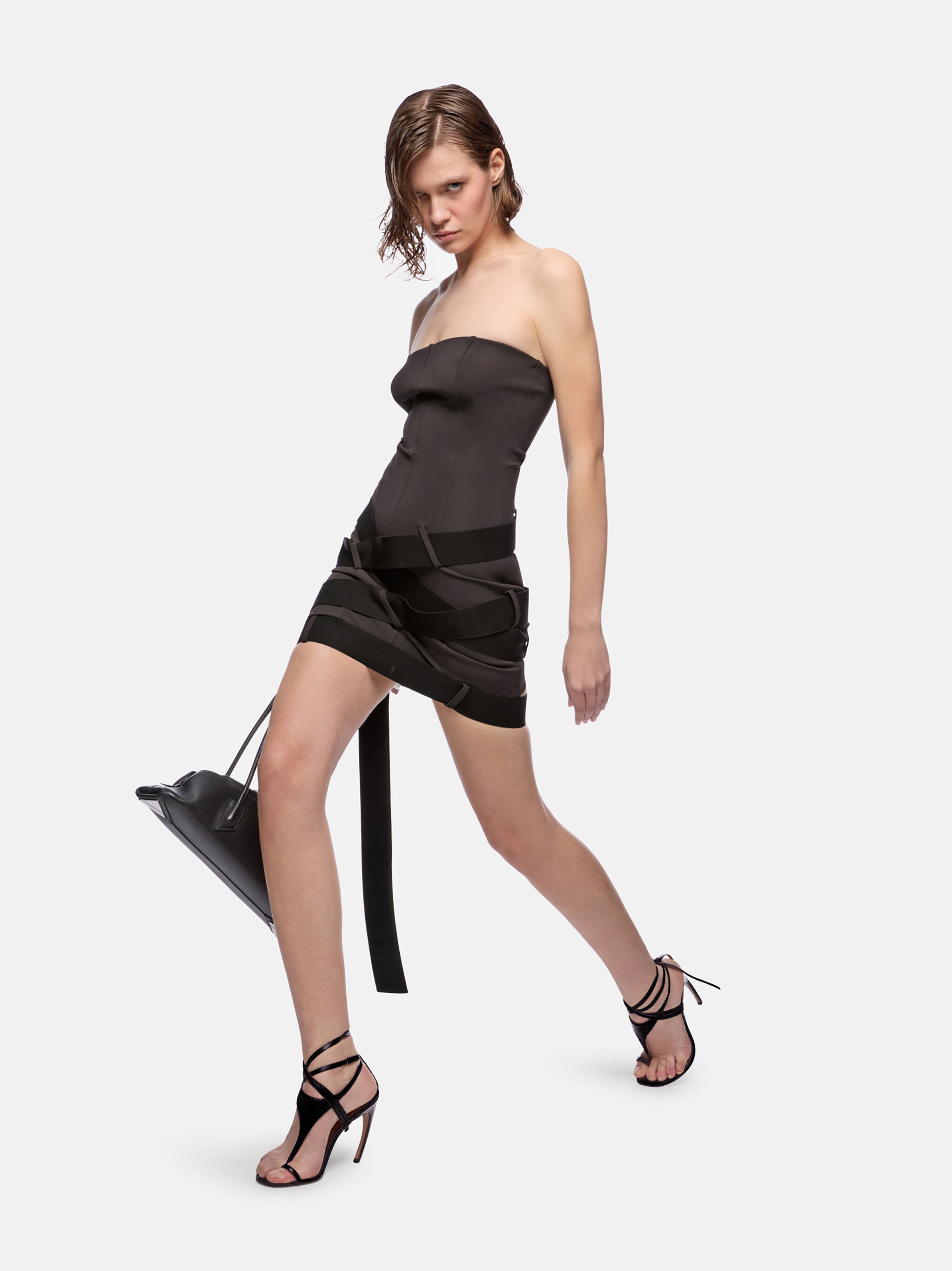 DARK BROWN MINI DRESS - 4
