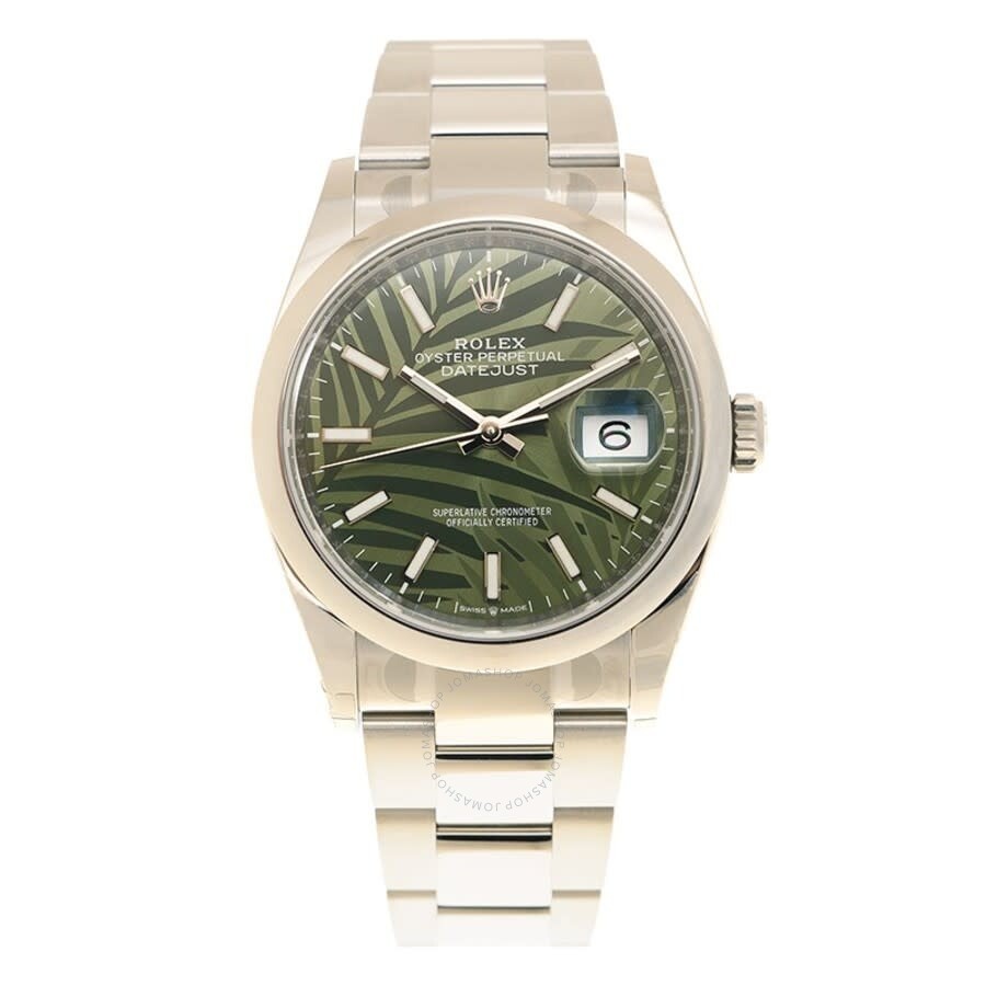 Rolex Datejust 36 Automatic Olive Green Palm Ladies Watch 126200GNSPLMO - 3