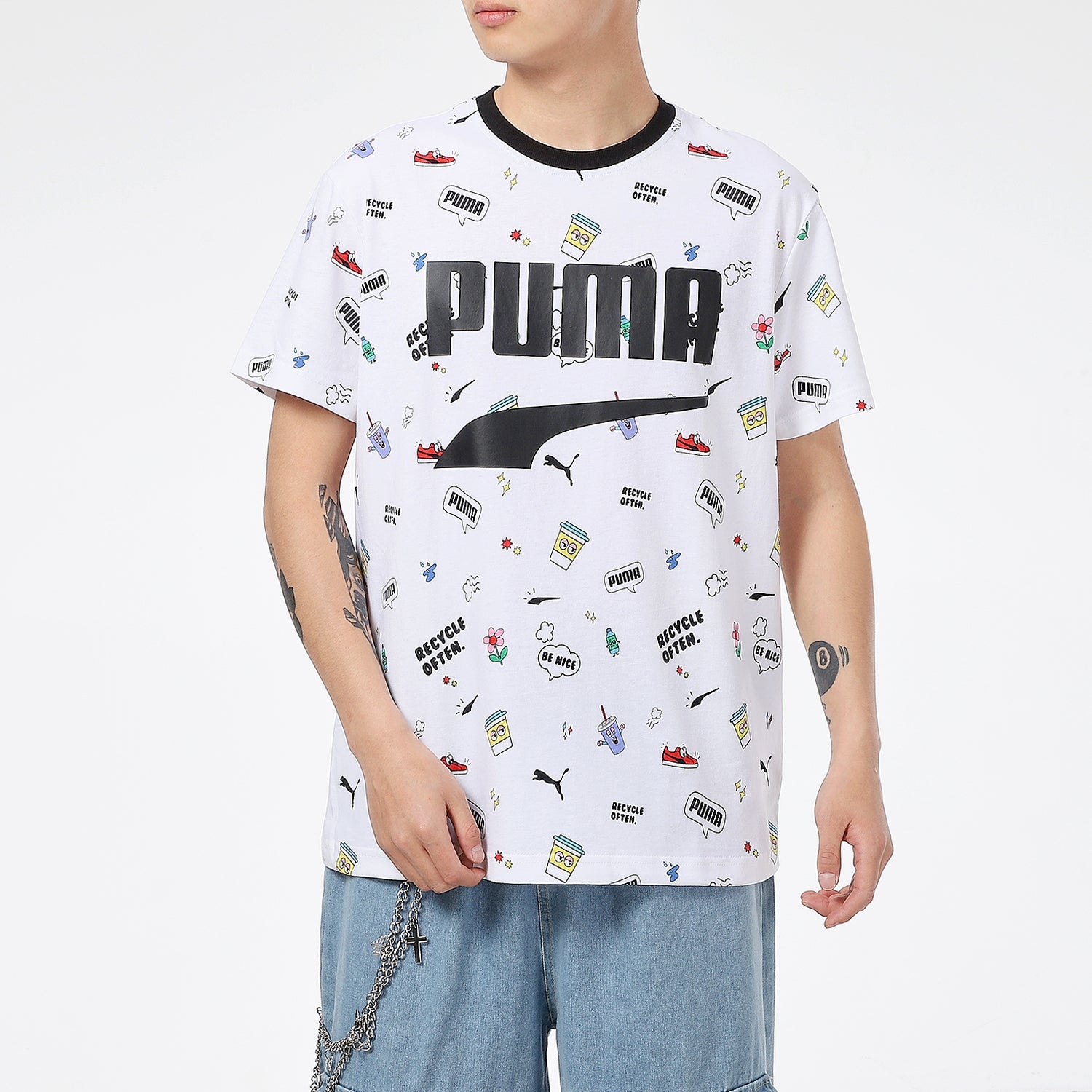 PUMA Awareness AOP T-Shirt 'White Black' 532033-02 - 3