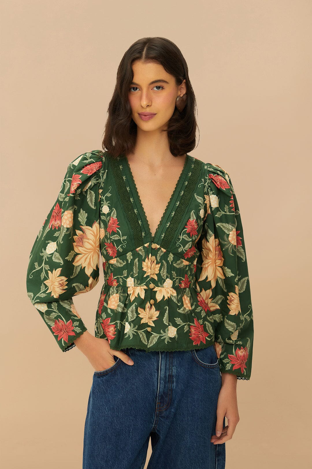 Green Pineapple Garden Blouse - 1