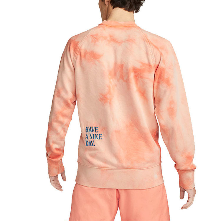 Men's Nike Sportswear Casual Sports Tie Dye Daisy Embroidered Round Neck Red DM5011-693 - 4