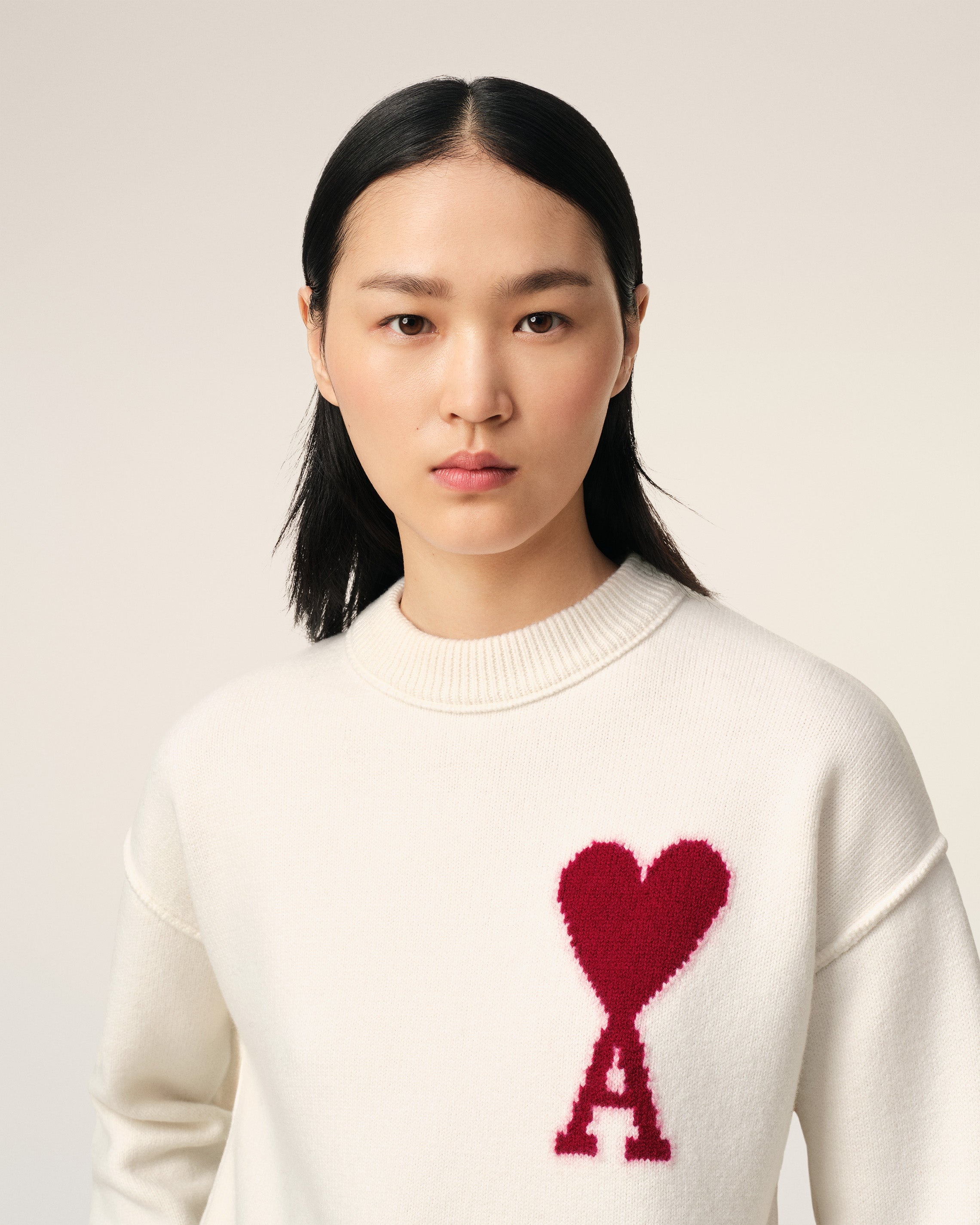 WHITE WOOL AMI DE COEUR SWEATER - 4