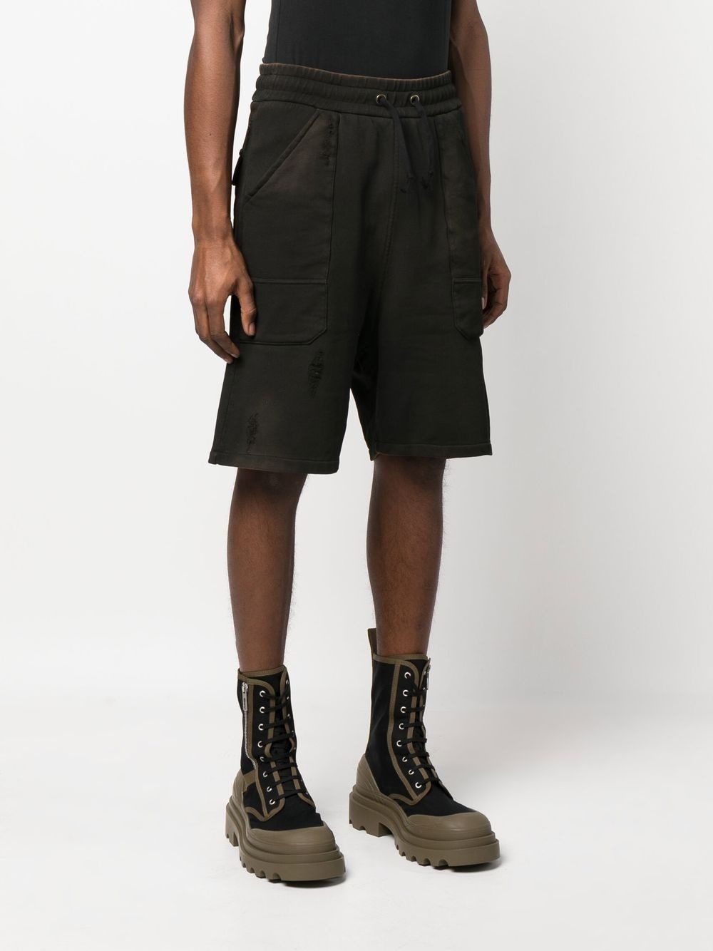 ripped cotton shorts - 3