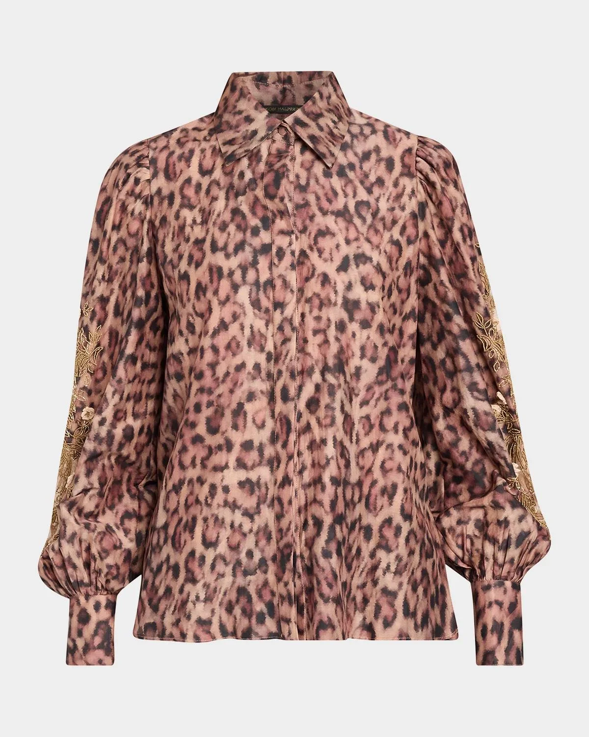 Lizzie Beaded Animal-Print Blouse - 1