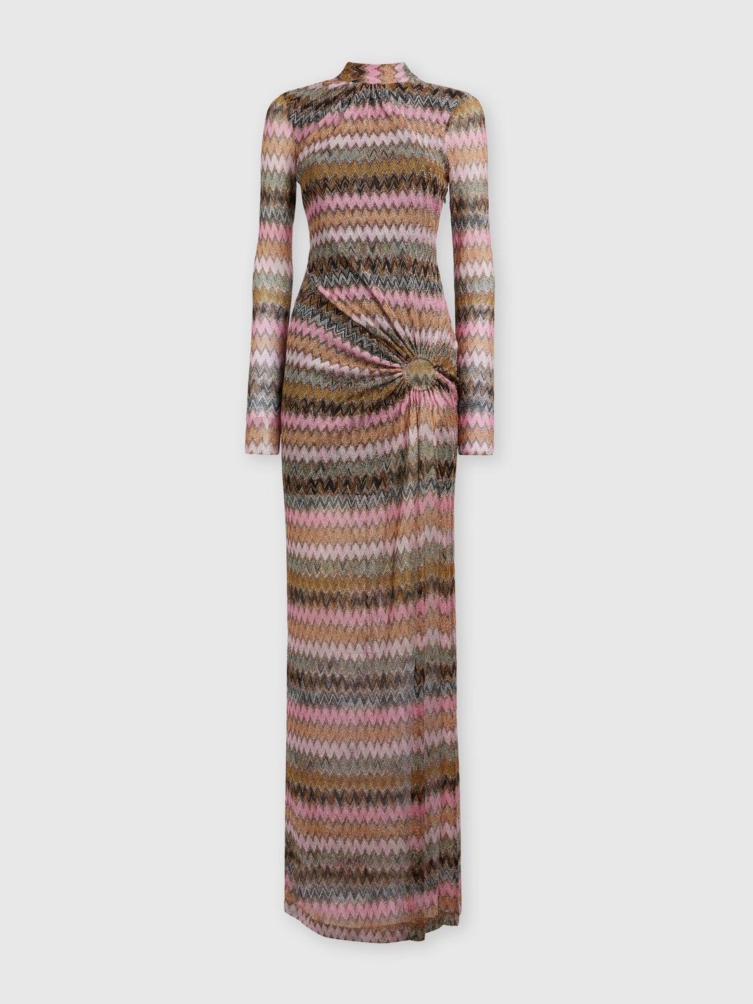 オールインワン・サロペット Missoni Black Chevron Viscose V-Neck Dress With Lame Long V-neck dress in lamé viscose