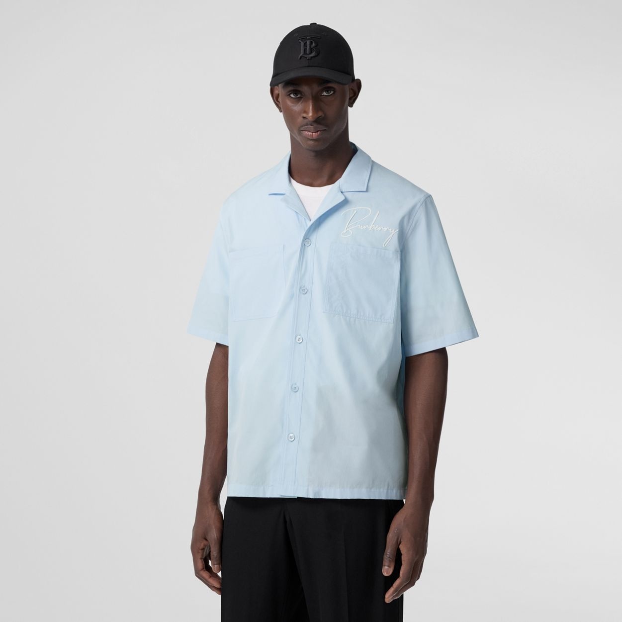 Short-sleeve Embroidered Logo Cotton Shirt - 5
