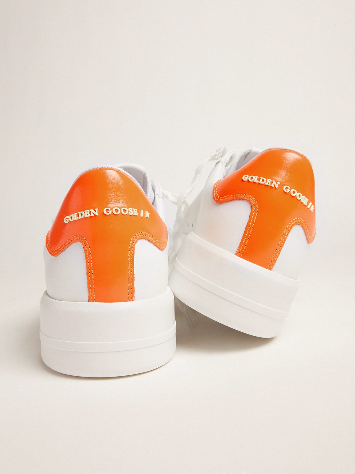 White Purestar sneakers with fluorescent orange heel tab - 4