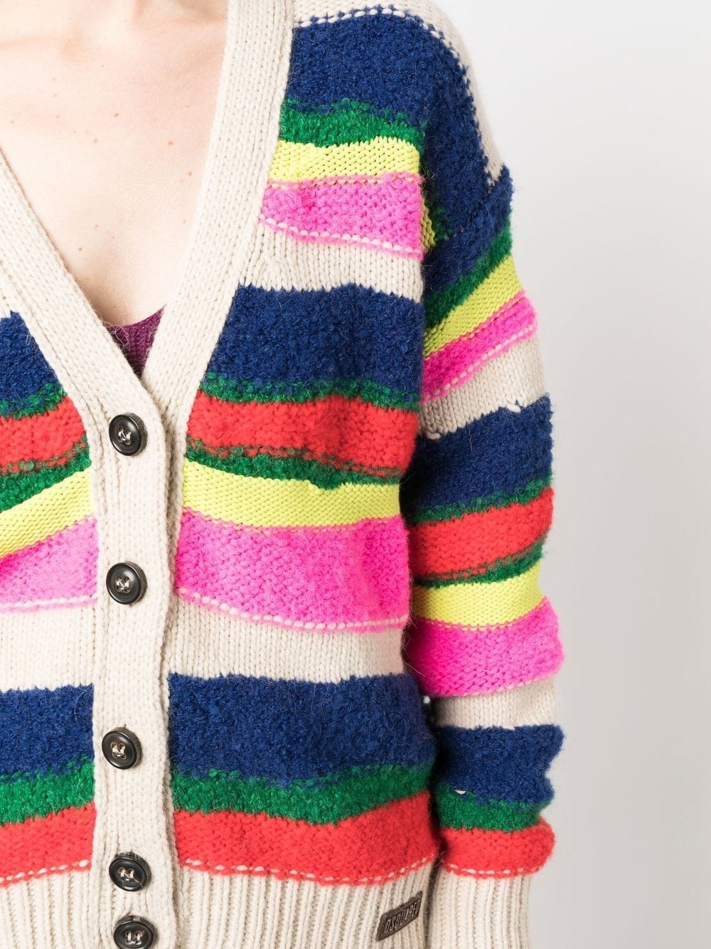 striped brushed cardigan - 5