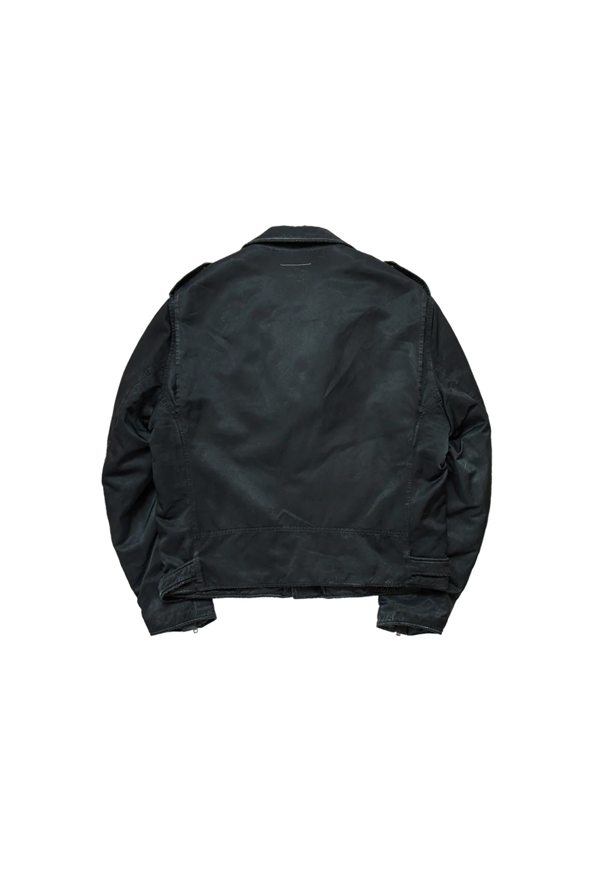 MM6 Washed Cotton Biker Jacket Black - 2