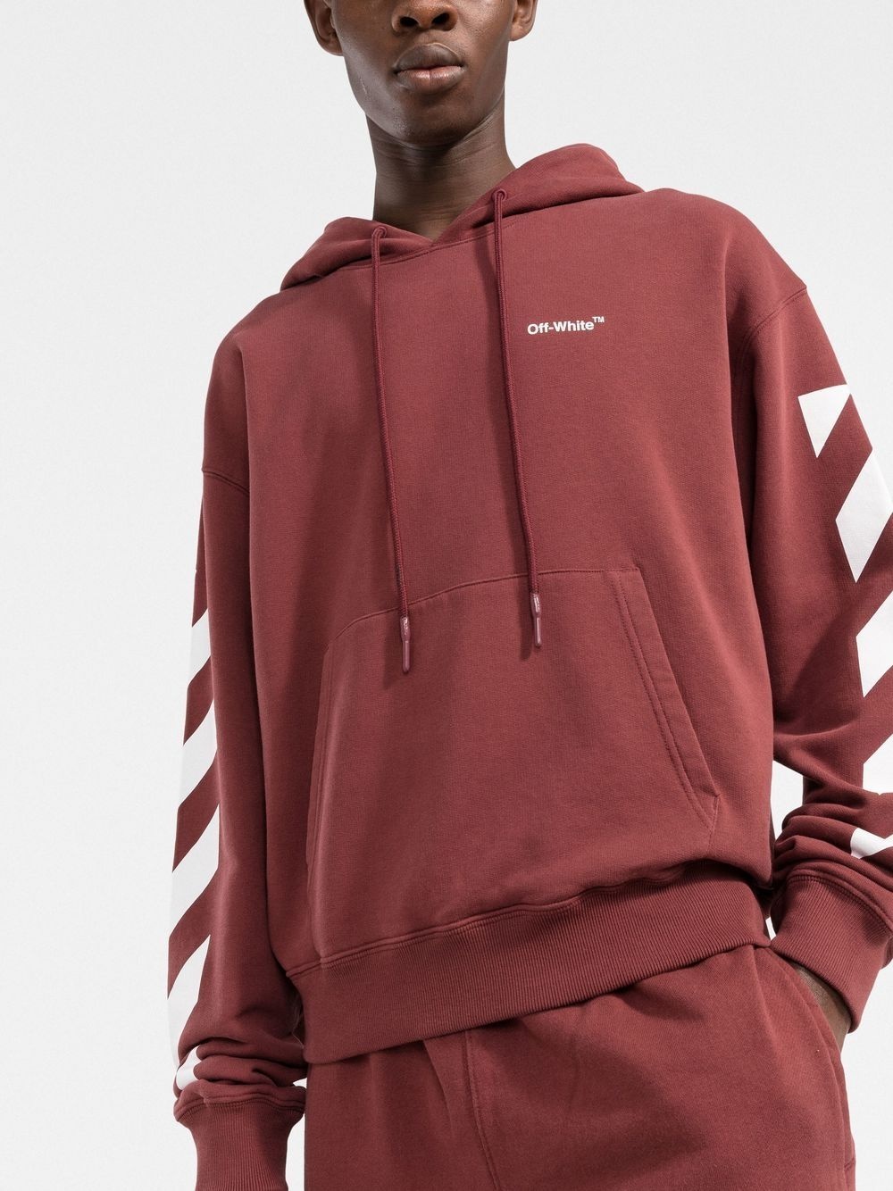 stripe sleeve logo hoodie - 3