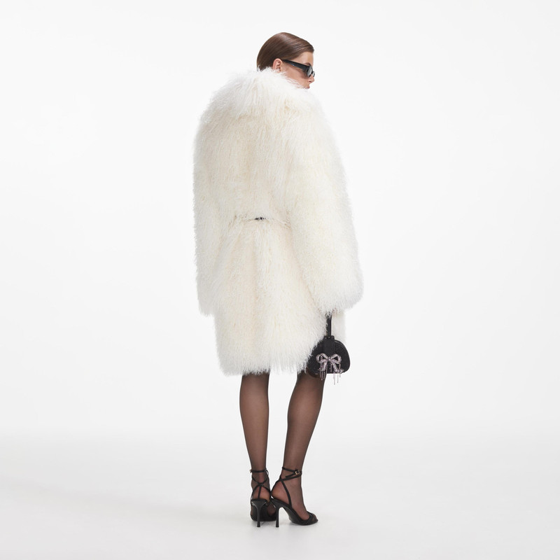 self-portrait Cream Shearling Coat outlook
