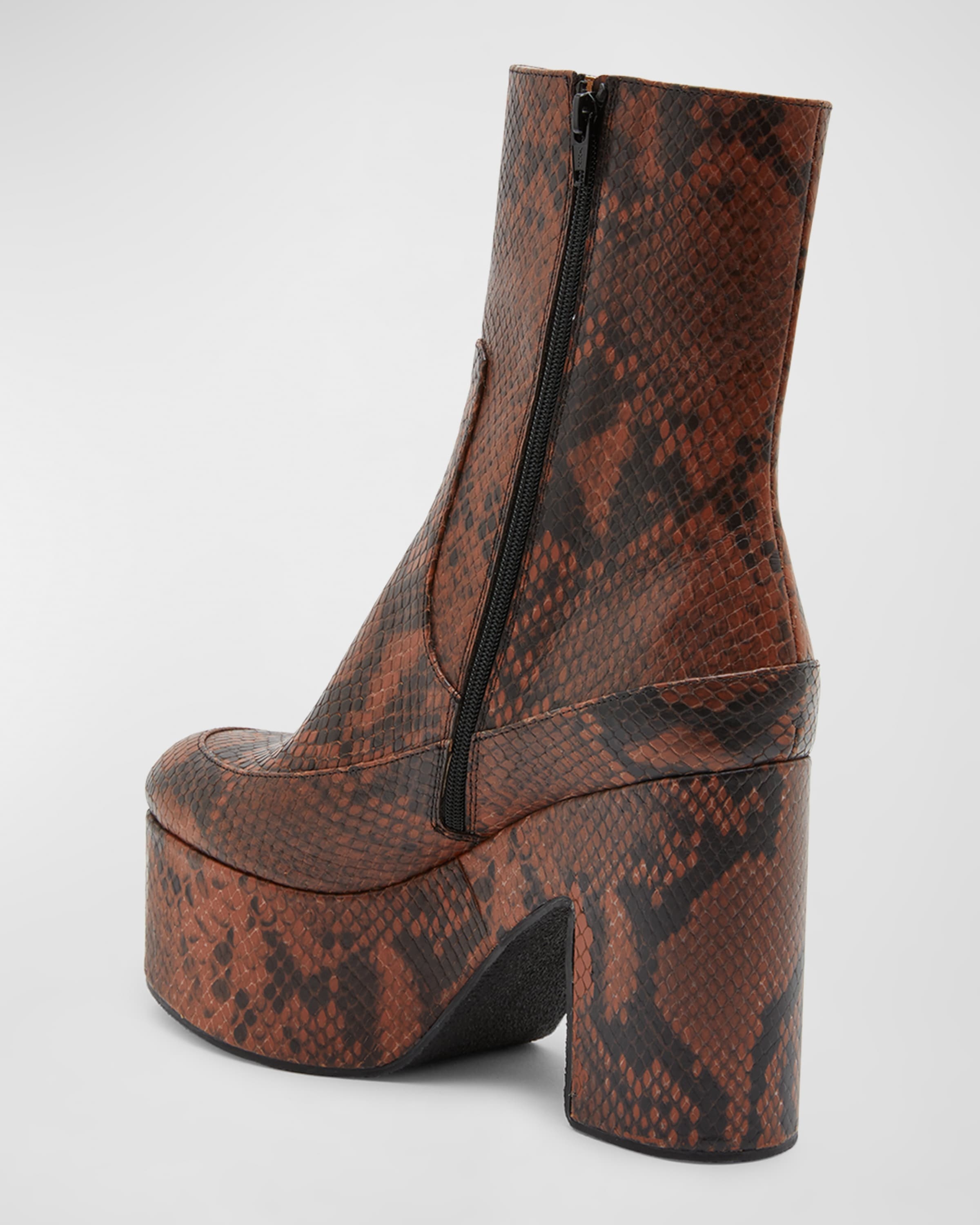 Python-Embossed Platform Ankle Booties - 3