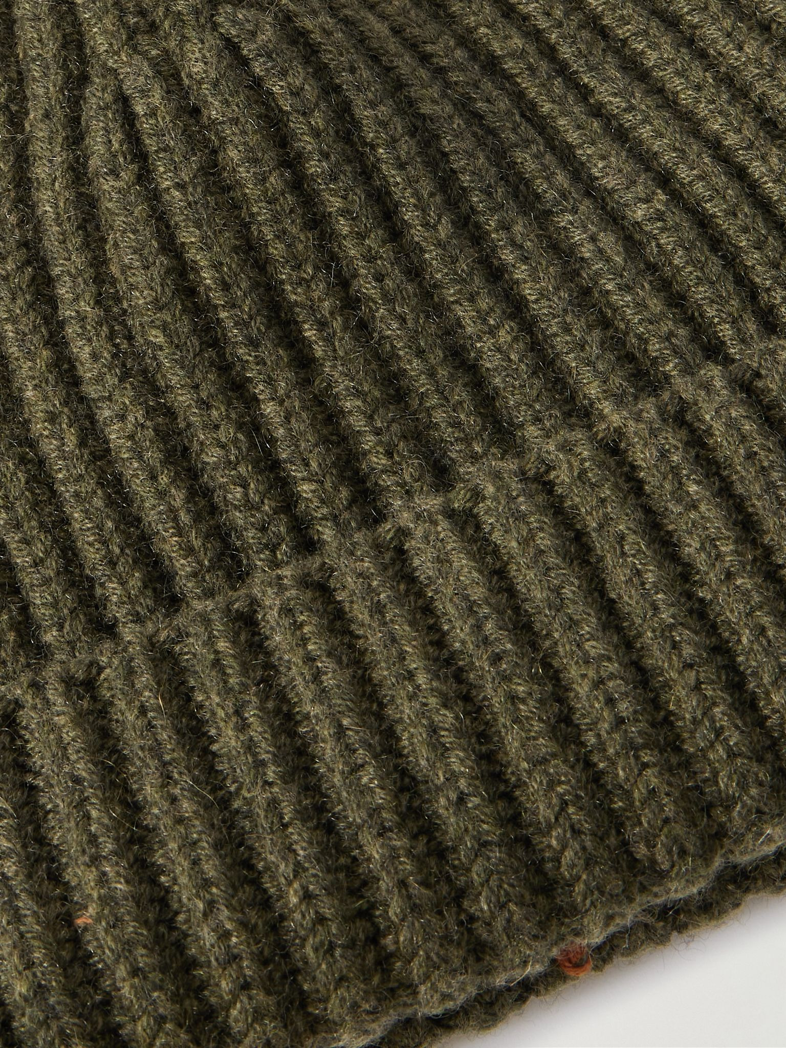 Ribbed Cashmere Beanie Army green - 2