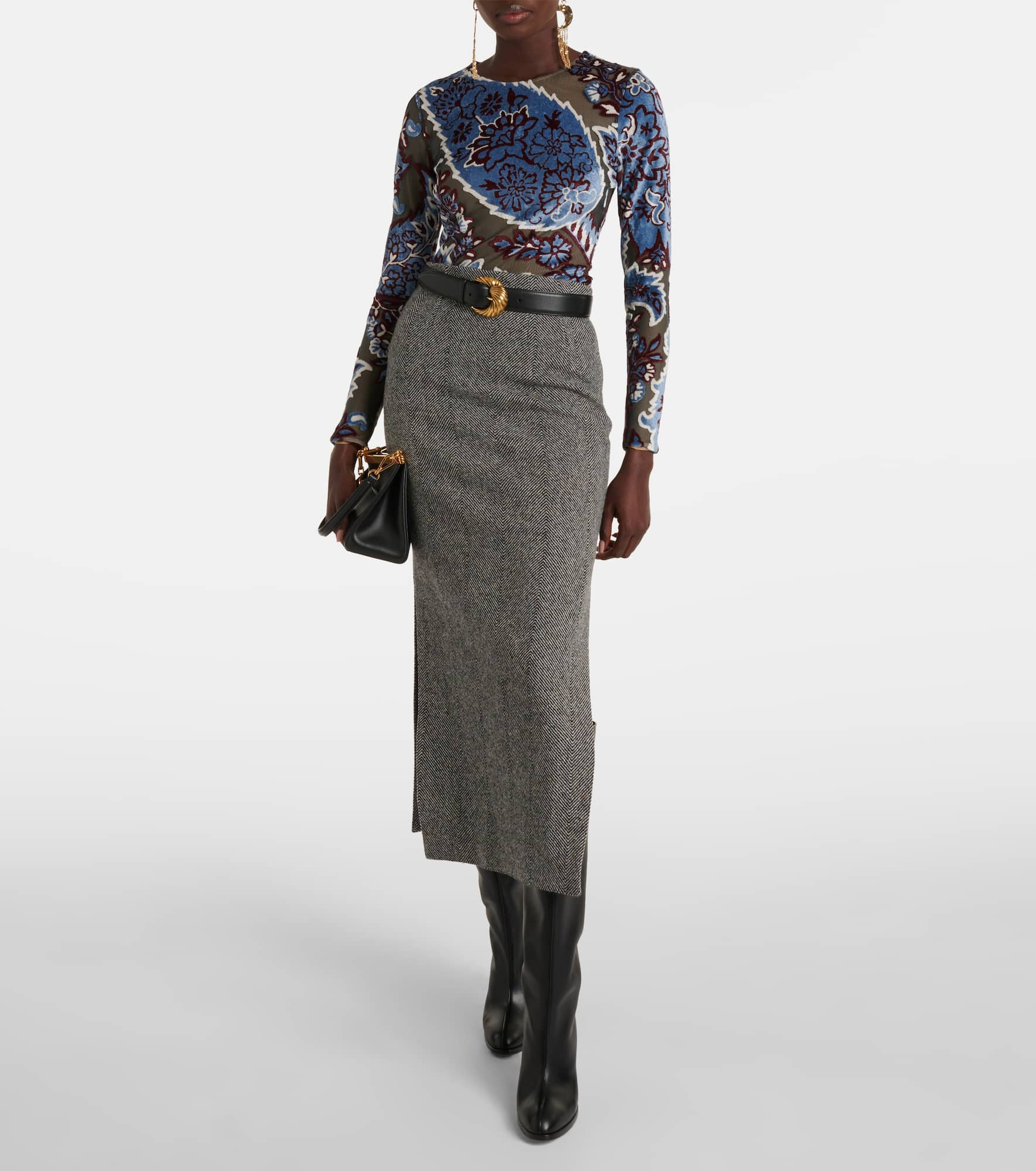 Wool-blend pencil skirt - 2